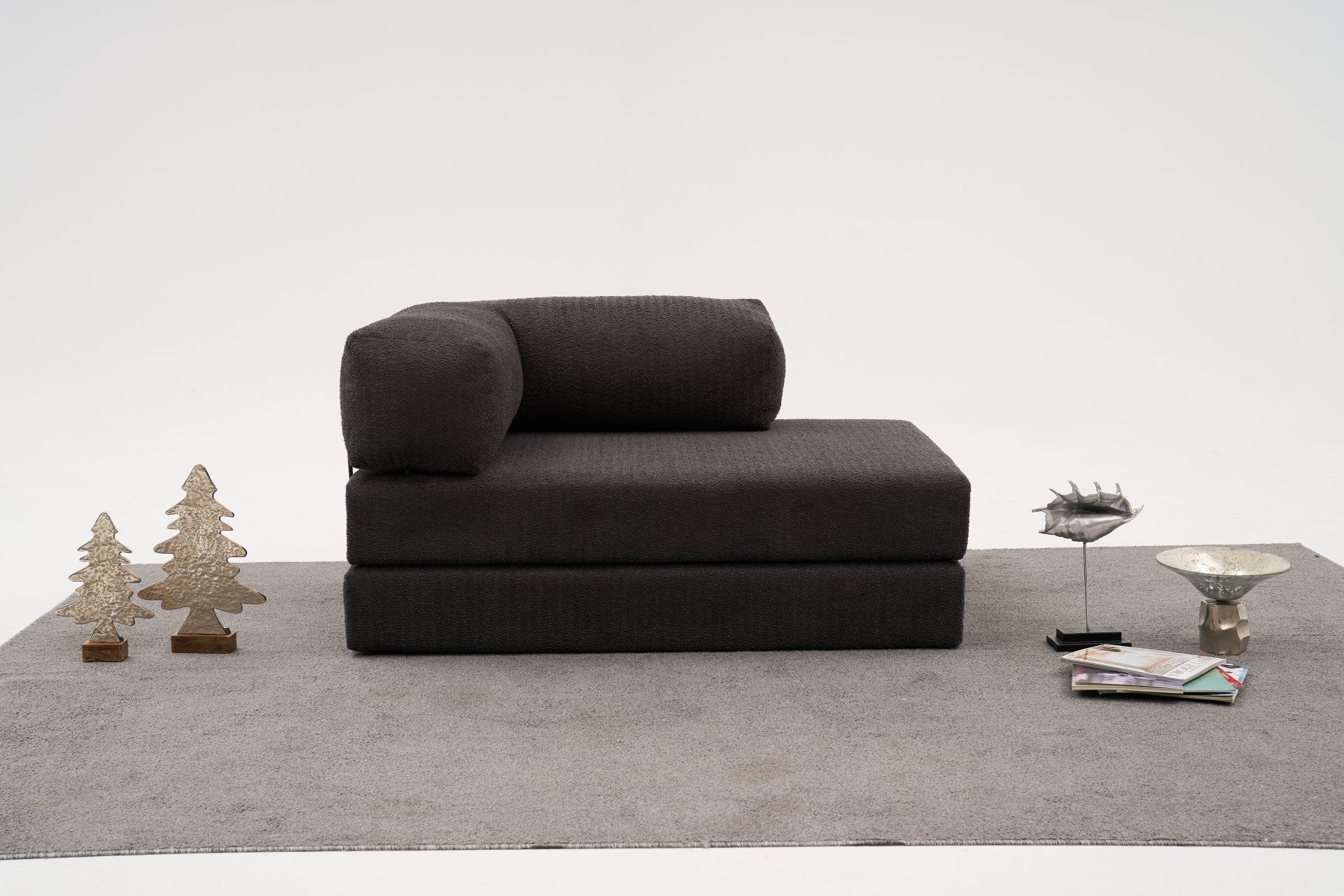 Sofá elegante de 2 lugares, tecido chenille antracite, 140 x 95 x 75 cm | Assentos de espuma macia, design ecológico | Perfeito para salas de estar modernas