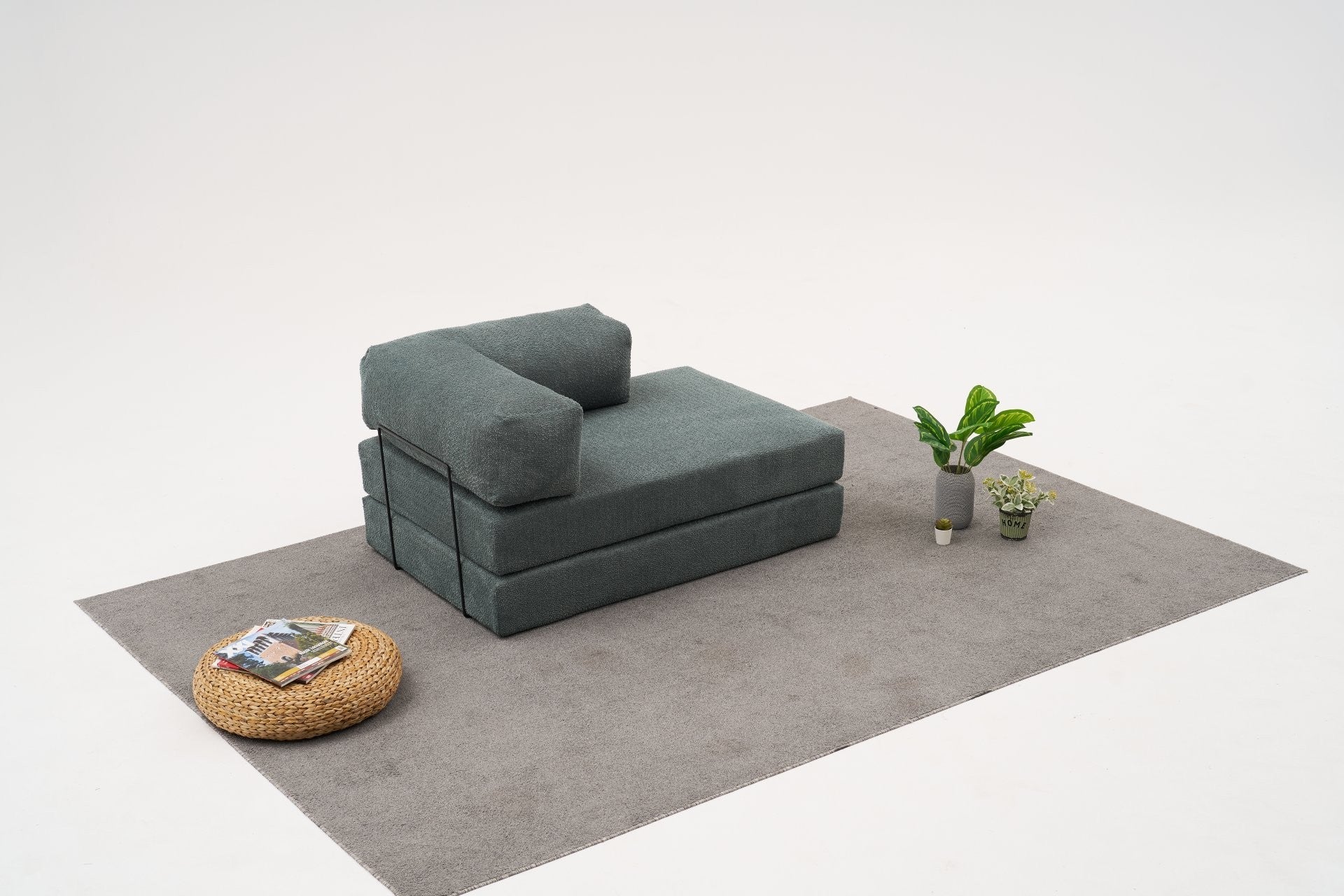 Sofá elegante de 2 lugares, tecido chenille verde, 140 x 95 x 75 cm | Assentos de espuma macia, design ecológico | Perfeito para salas de estar modernas e espaços aconchegantes