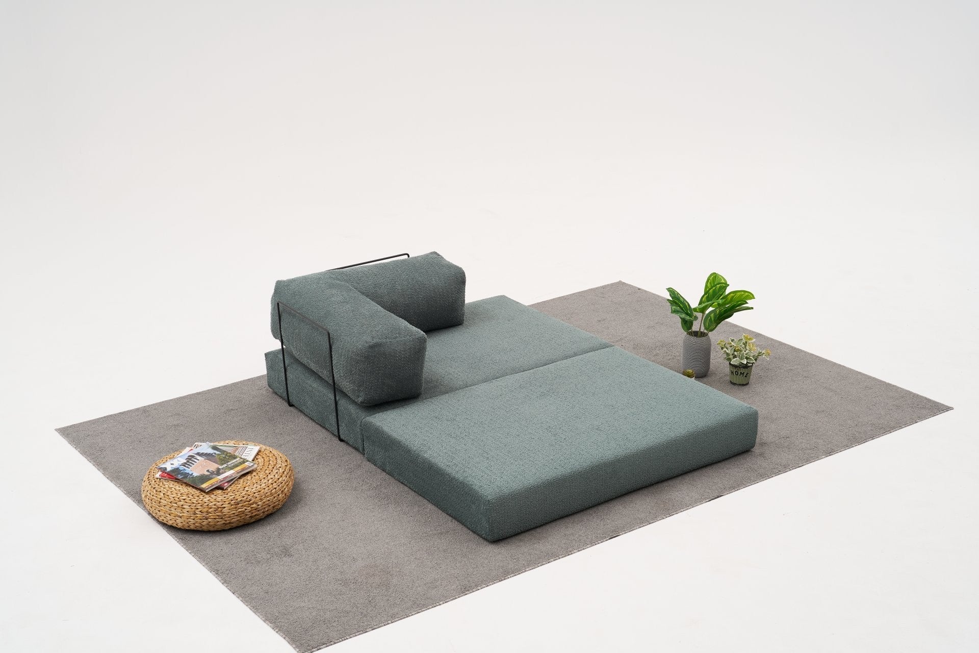 Sofá elegante de 2 lugares, tecido chenille verde, 140 x 95 x 75 cm | Assentos de espuma macia, design ecológico | Perfeito para salas de estar modernas e espaços aconchegantes