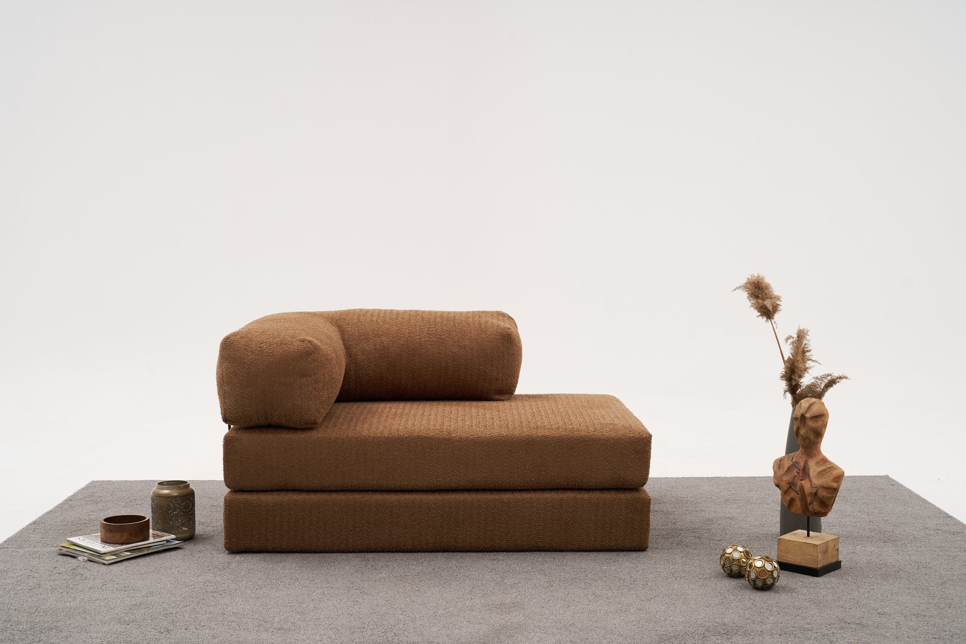 Sofá elegante de 2 lugares, tecido chenille marrom, 140 x 95 x 75 cm | Assento de espuma macia, ecológico | Perfeito para salas de estar e espaços aconchegantes