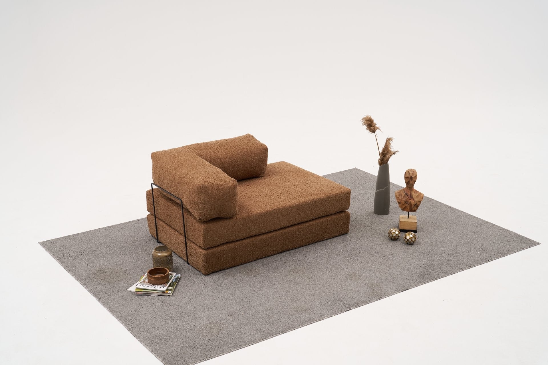 Sofá elegante de 2 lugares, tecido chenille marrom, 140 x 95 x 75 cm | Assento de espuma macia, ecológico | Perfeito para salas de estar e espaços aconchegantes