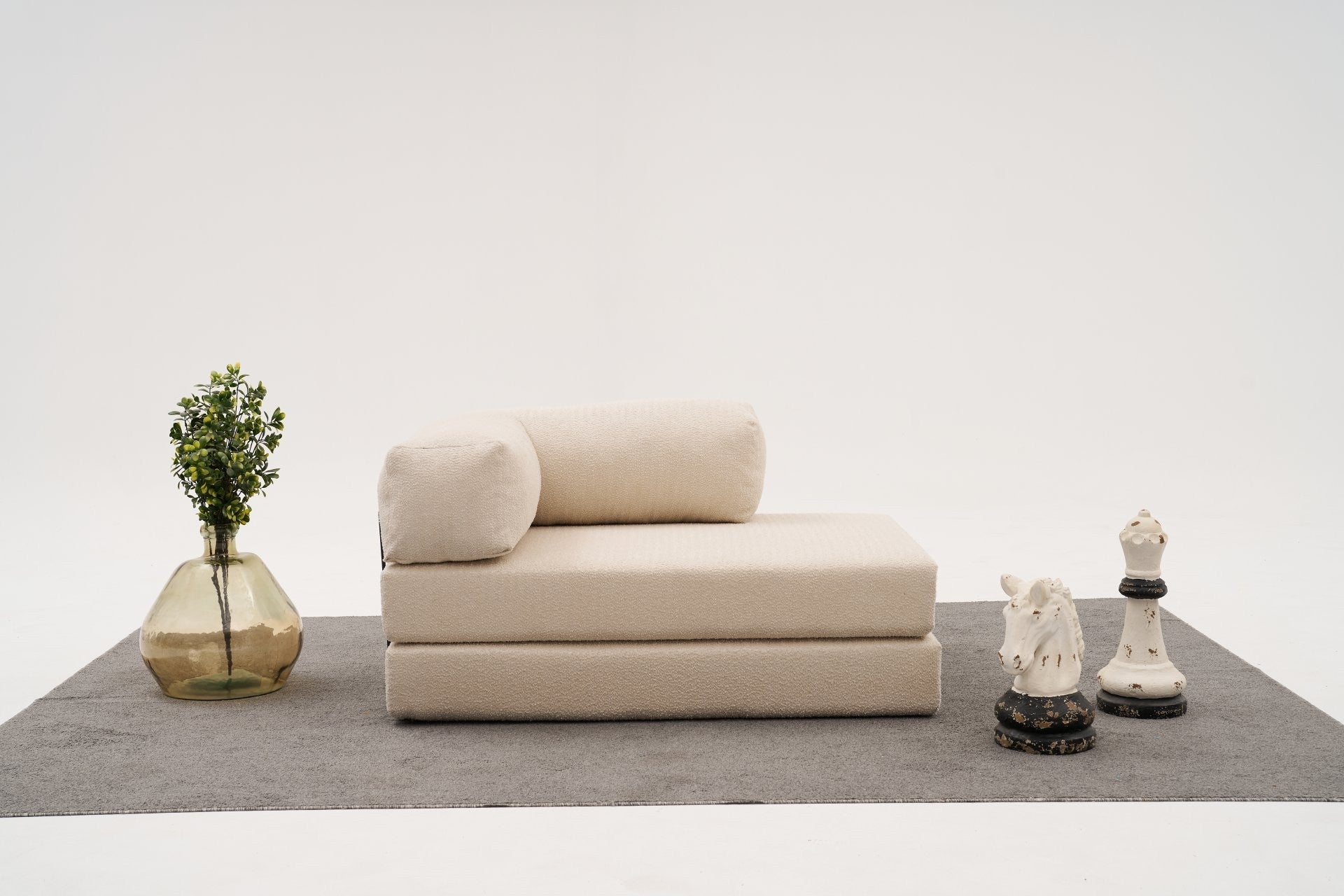 Sofá elegante de 2 lugares, tecido chenille creme, 140 x 95 x 75 cm | Assentos de espuma macia, ecológico | Perfeito para salas de estar e espaços aconchegantes