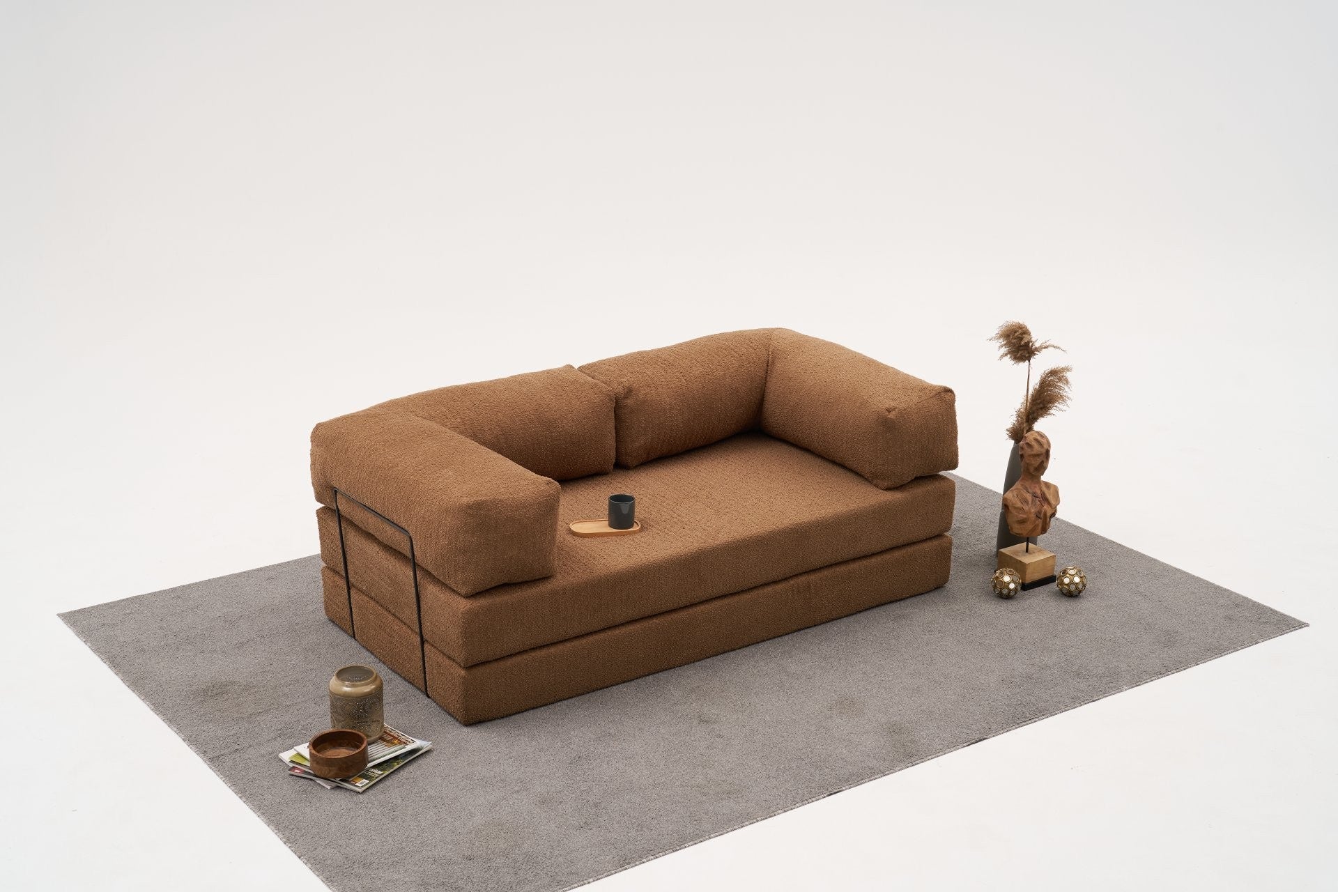 Sofá de 3 Lugares Comfort – Castanho – 190x75x95 cm | Tribo Home