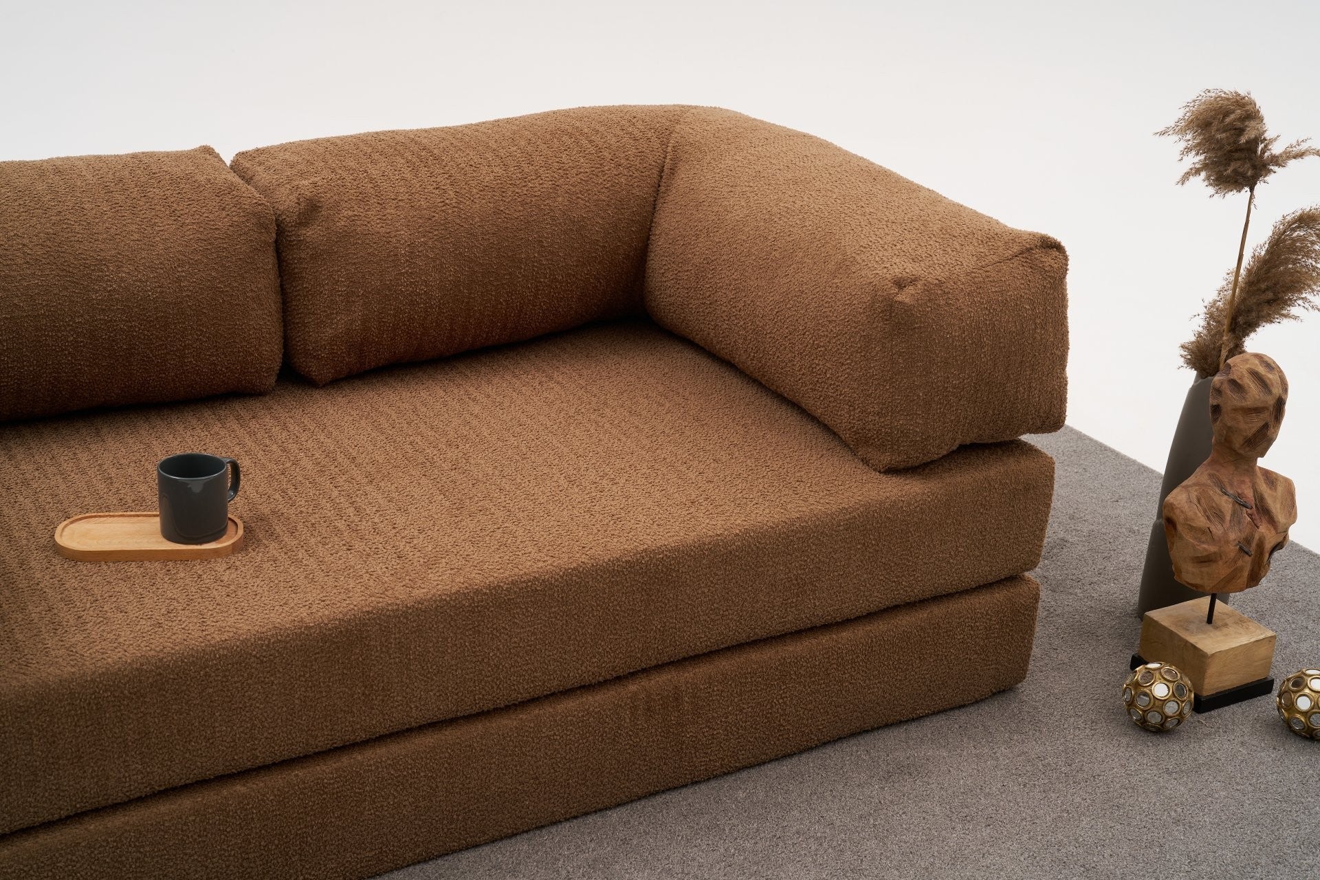 Sofá de 3 Lugares Comfort – Castanho – 190x75x95 cm | Tribo Home