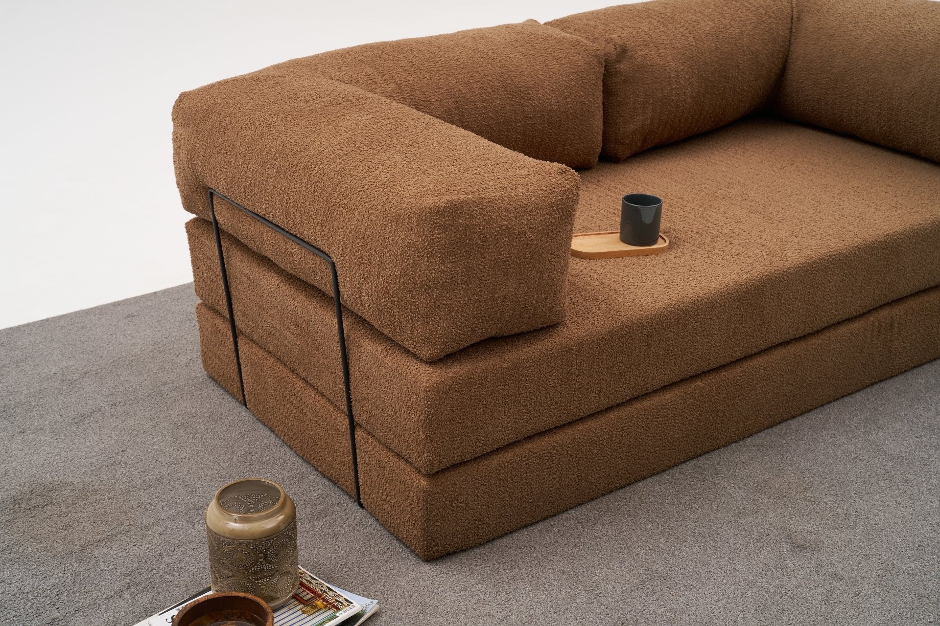 Sofá de 3 Lugares Comfort – Castanho – 190x75x95 cm | Tribo Home