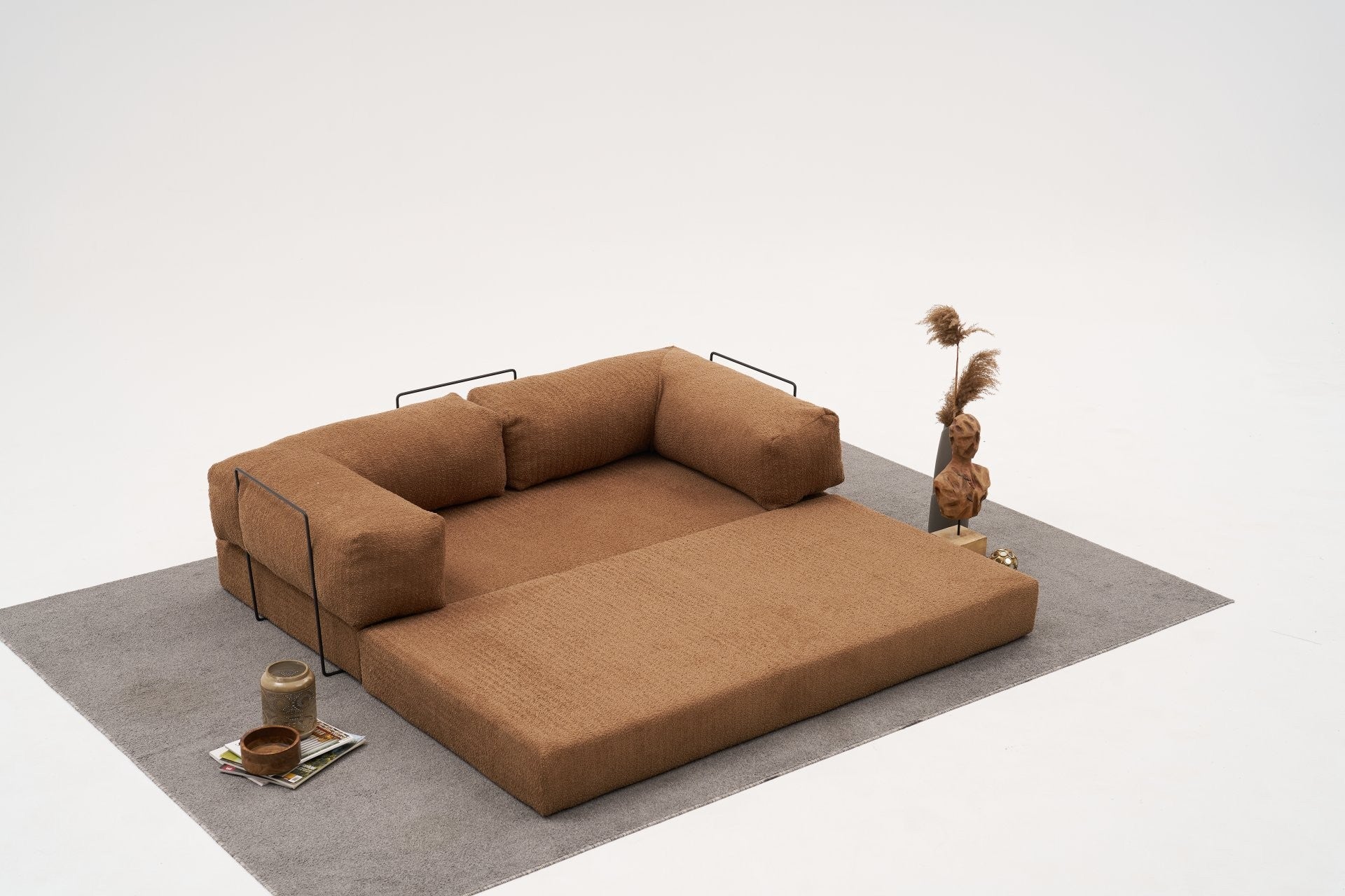 Sofá de 3 Lugares Comfort – Castanho – 190x75x95 cm | Tribo Home