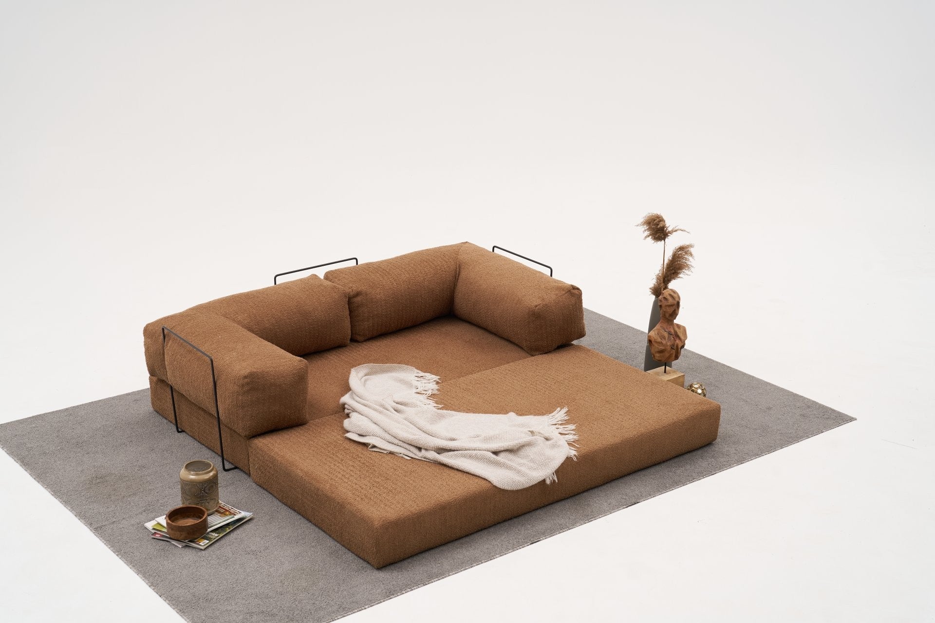 Sofá de 3 Lugares Comfort – Castanho – 190x75x95 cm | Tribo Home