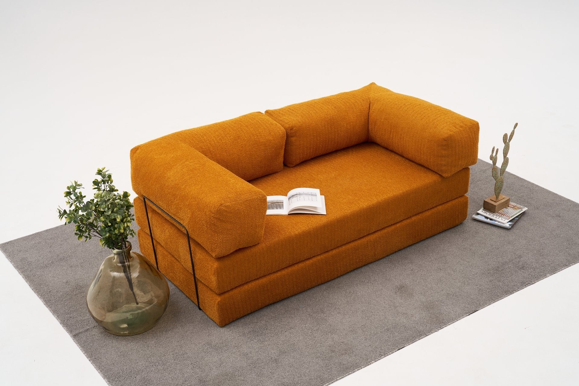 Sofá de 3 Lugares Comfort – Laranja – 190x75x95 cm | Tribo Home