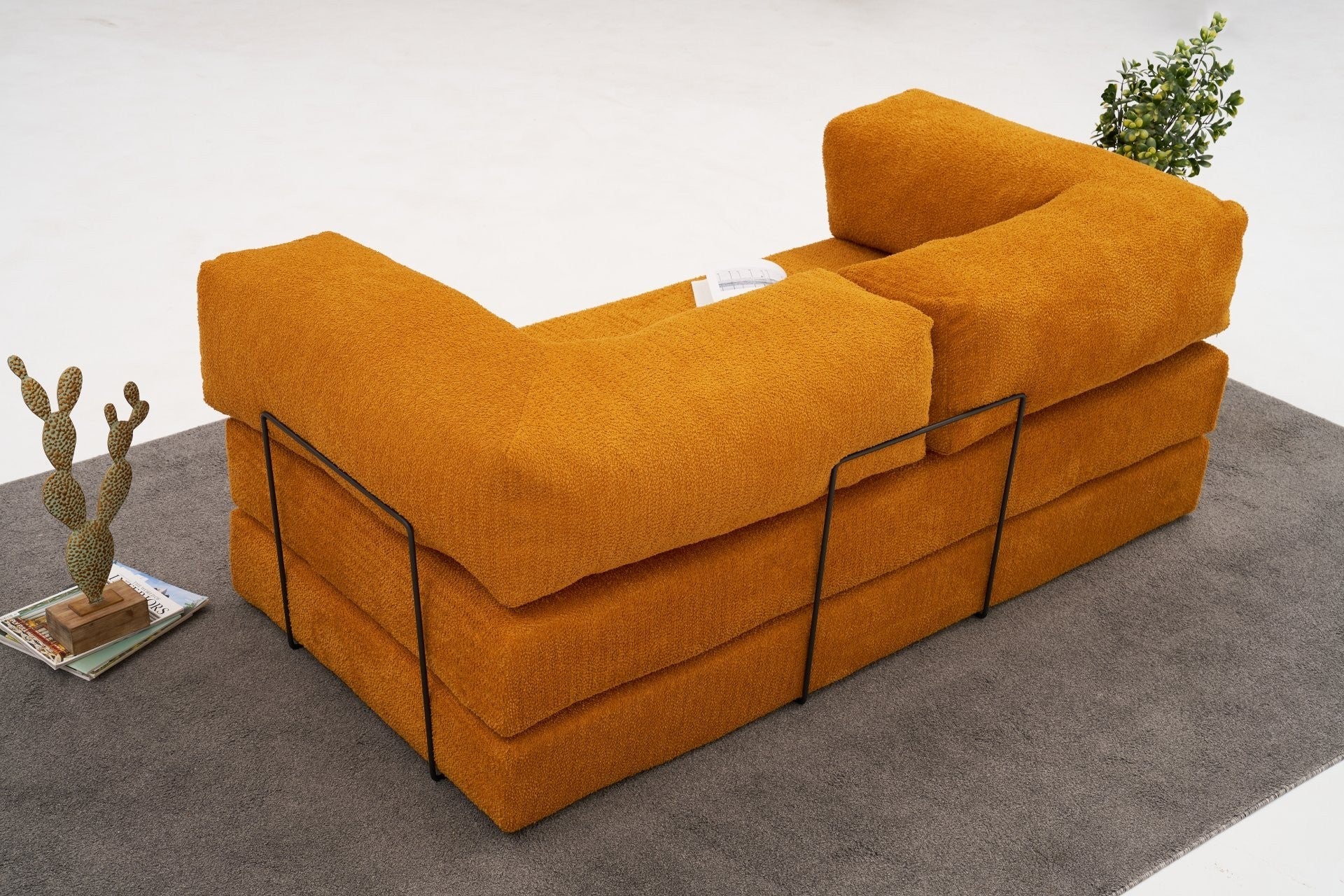 Sofá de 3 Lugares Comfort – Laranja – 190x75x95 cm | Tribo Home