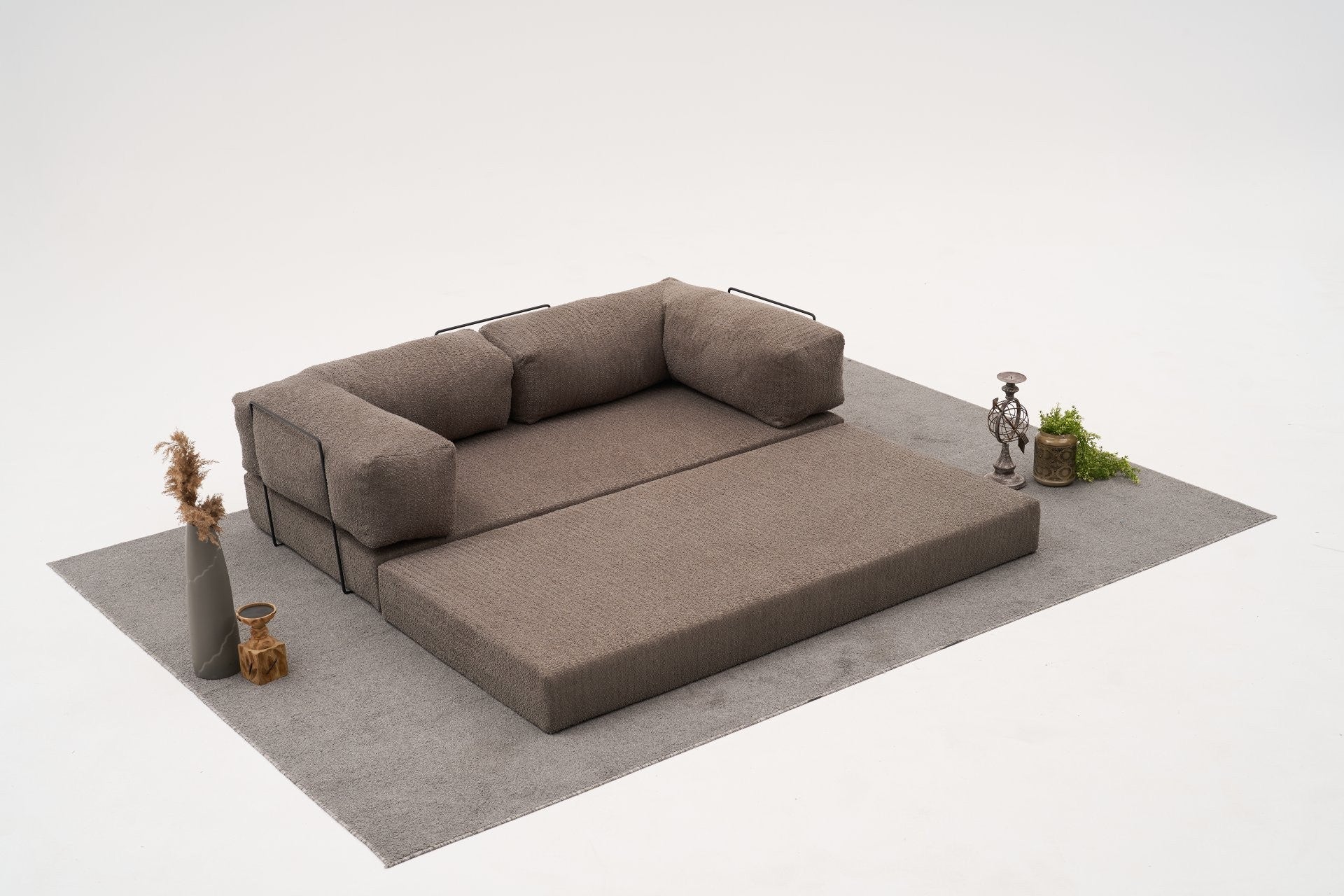 Sofá de Canto Comfort – 290x75x95 cm – Cinzento – Tecido 100% Chenille