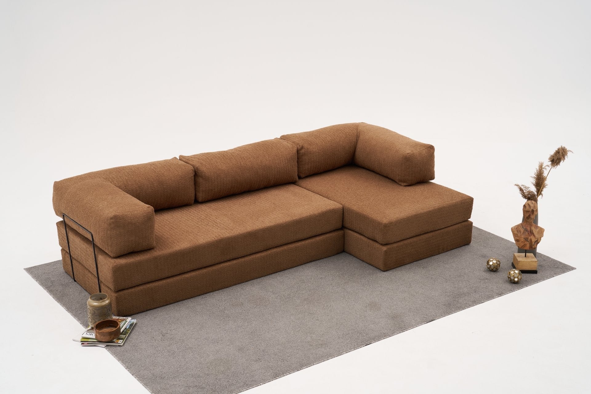 Sofá de Canto Comfort – Castanho – 290x75x95 cm | Tribo Home