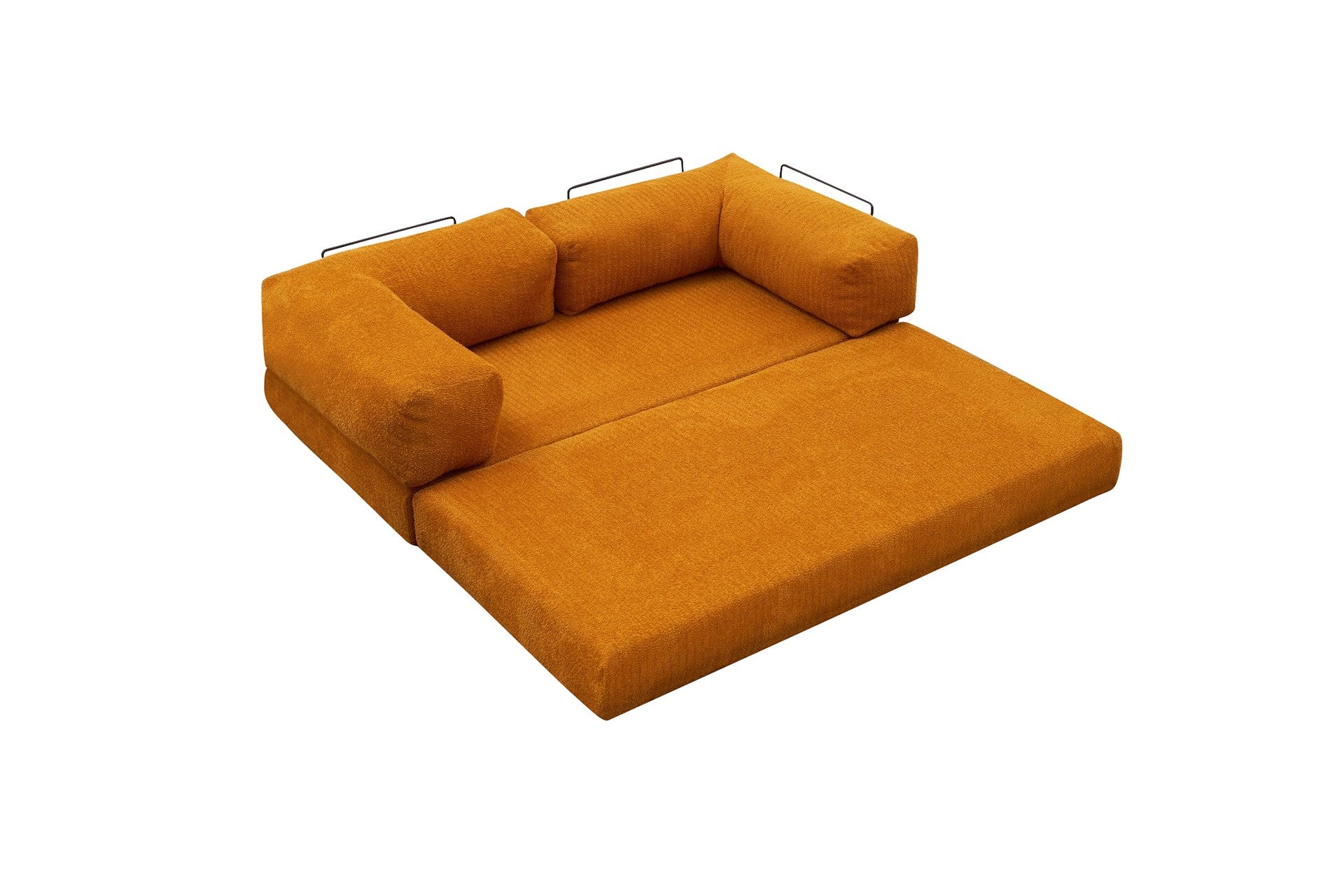 Sofá de Canto – 290x75x95 cm – Laranja – 100% Chenille