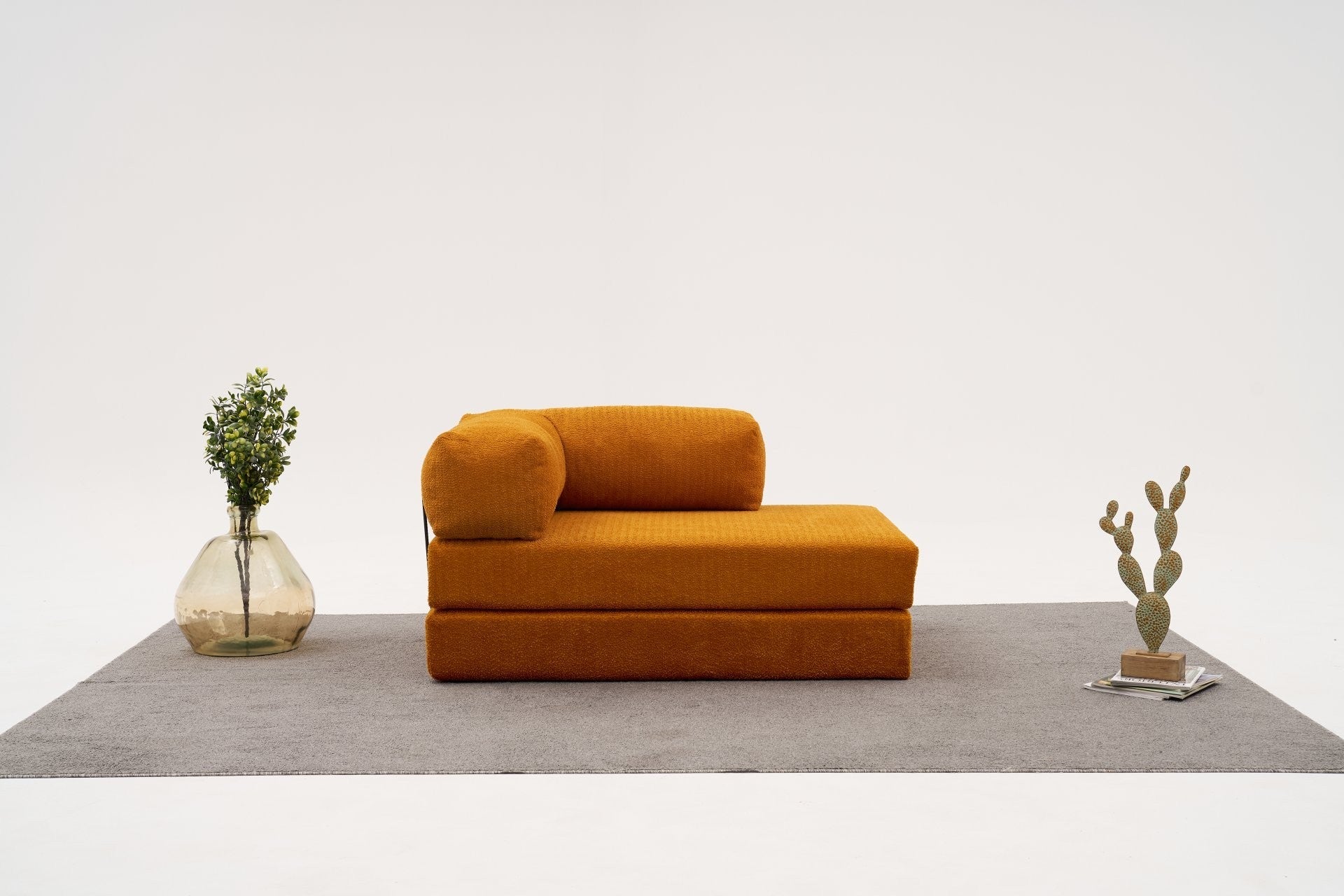 Sofá de Canto – 290x75x95 cm – Laranja – 100% Chenille