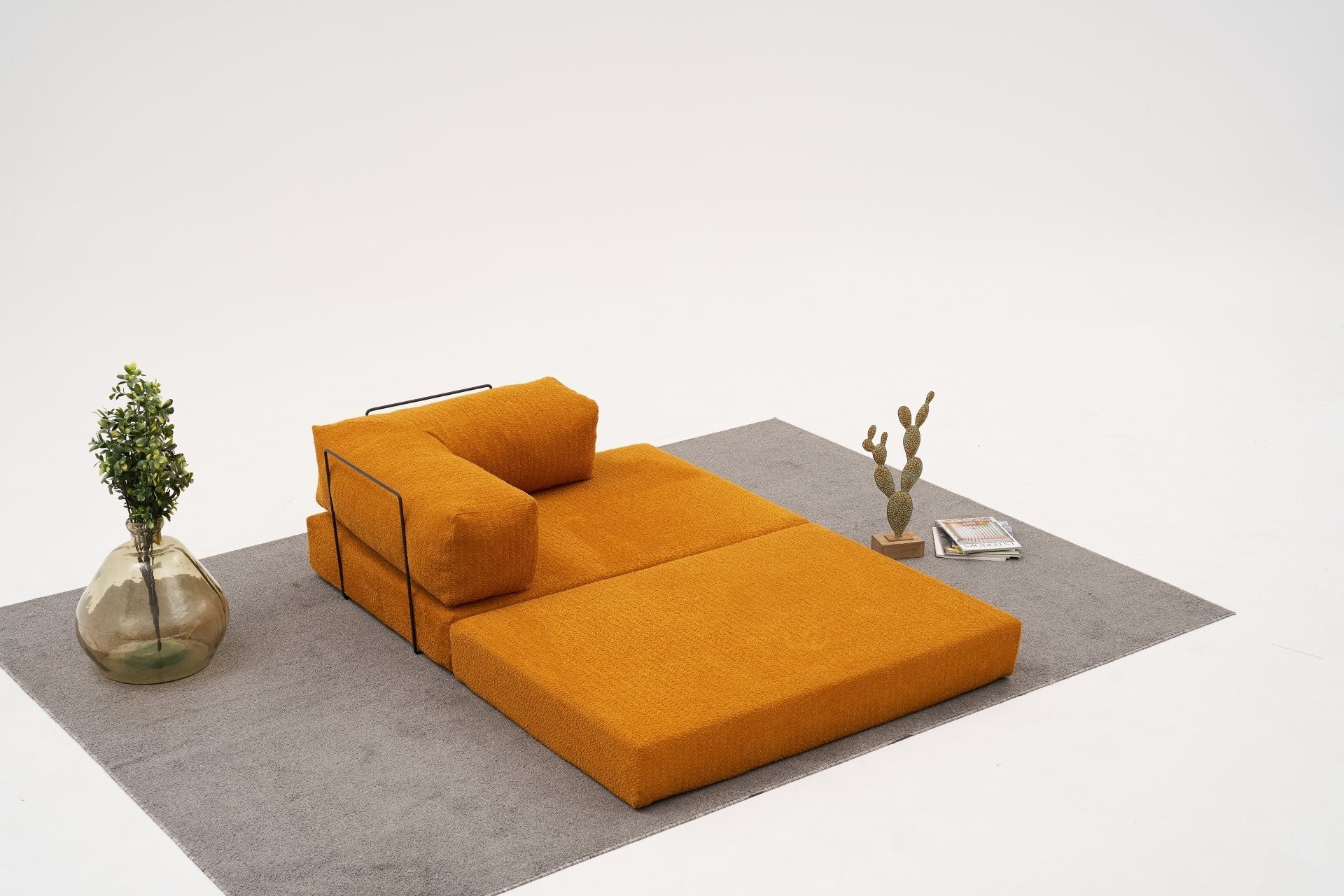 Sofá de Canto – 290x75x95 cm – Laranja – 100% Chenille