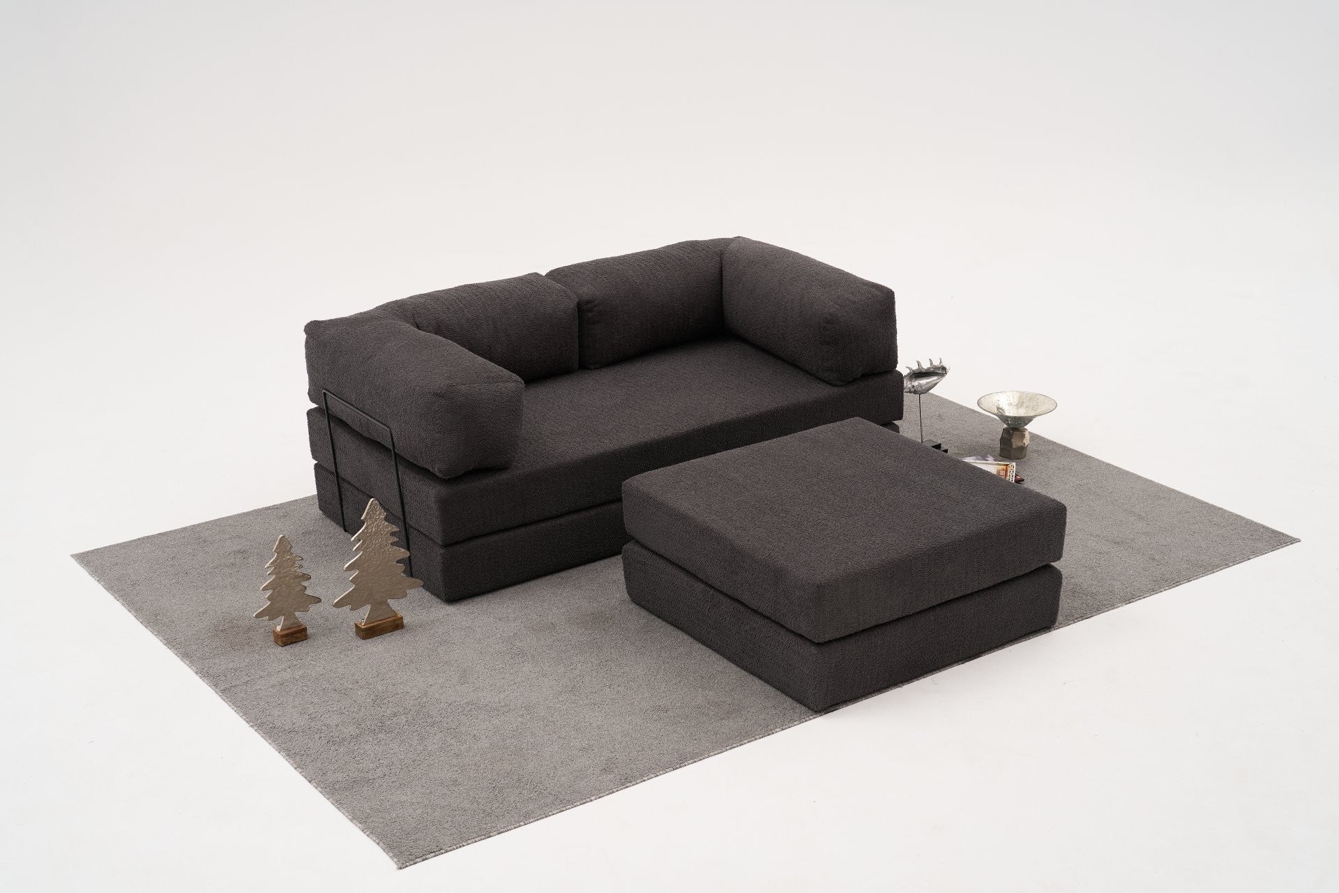 Sofá de canto elegante, tecido antracite, 190 x 95 x 75 cm | 100% chenille, ecológico, espuma macia 28 DNS | Perfeito para salas de estar modernas e relaxamento