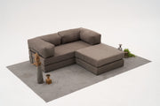 Sofá de canto cinza elegante, 190 cm | Tecido 100% chenille, assento de espuma macia e ecológico | Perfeito para salas de estar modernas e espaços de relaxamento
