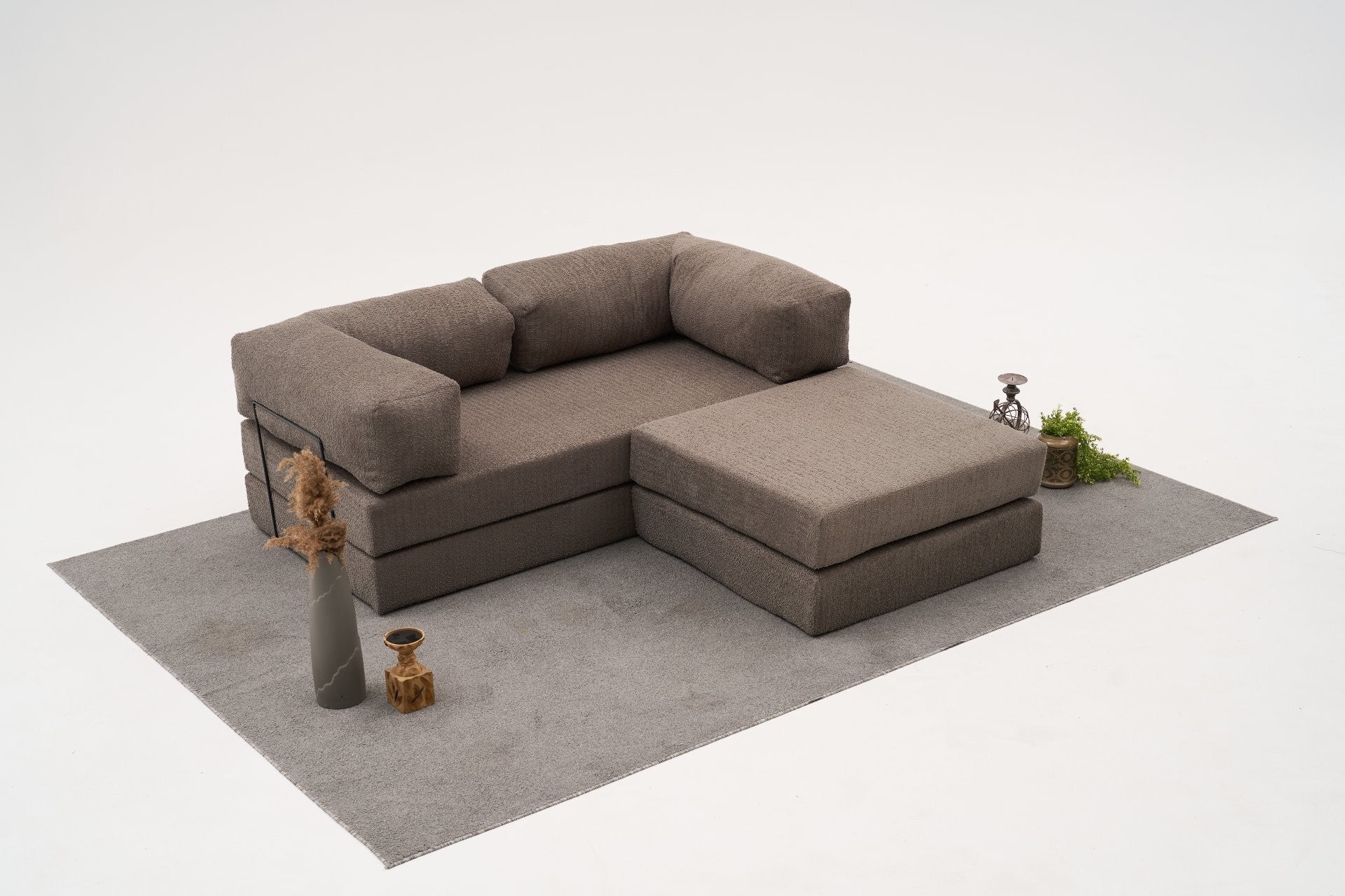 Sofá de canto cinza elegante, 190 cm | Tecido 100% chenille, assento de espuma macia e ecológico | Perfeito para salas de estar modernas e espaços de relaxamento