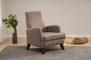 Sofá elegante de 1 lugar, chenille marrom, 76 x 91 x 87 cm | Estrutura 100% madeira, estofamento de espuma macia | Design ecológico para espaços modernos