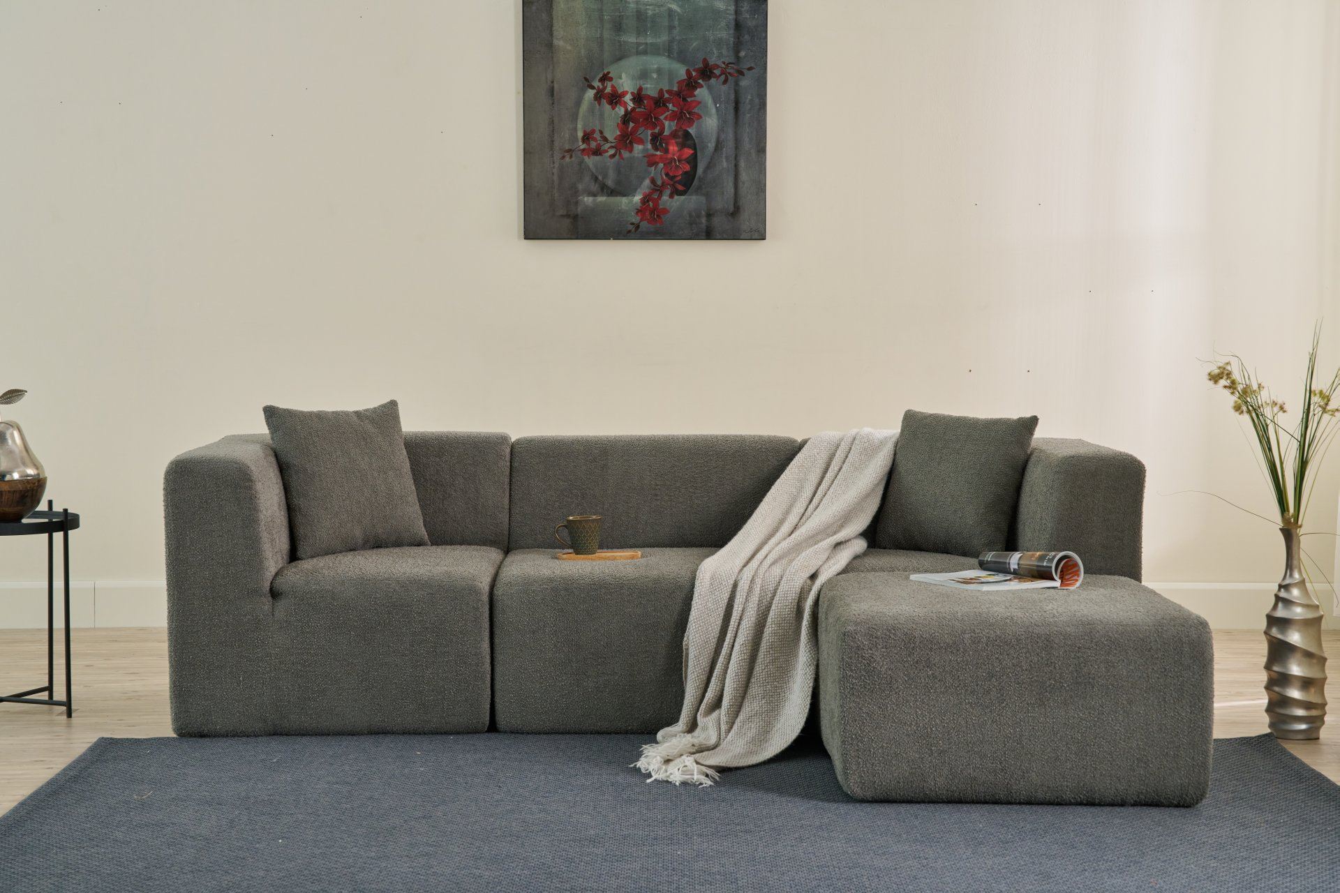 Sofá de Canto Raks – Cinzento – 245x70x85 cm | Tribo Home