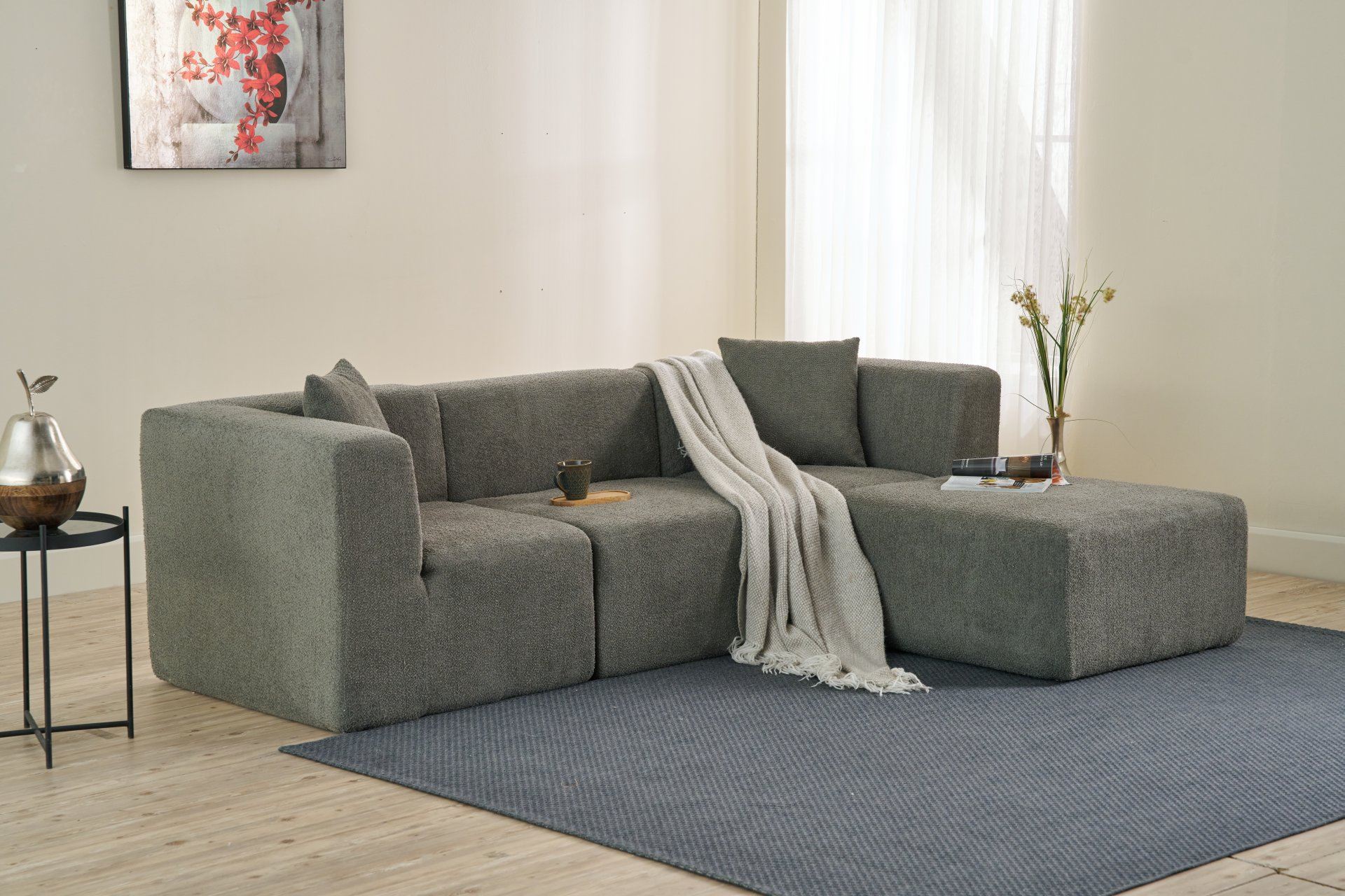 Sofá de Canto Raks – Cinzento – 245x70x85 cm | Tribo Home