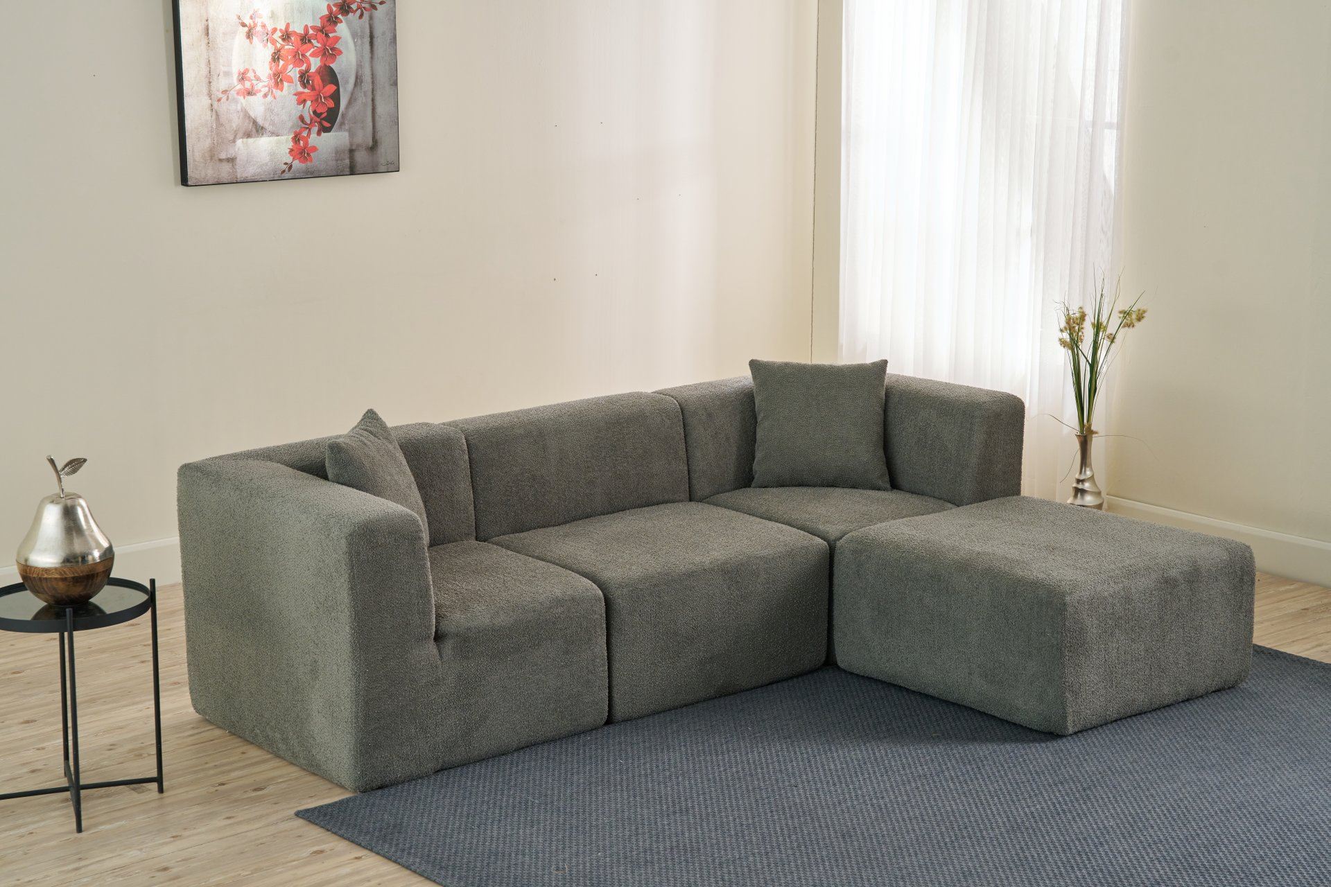 Sofá de Canto Raks – Cinzento – 245x70x85 cm | Tribo Home