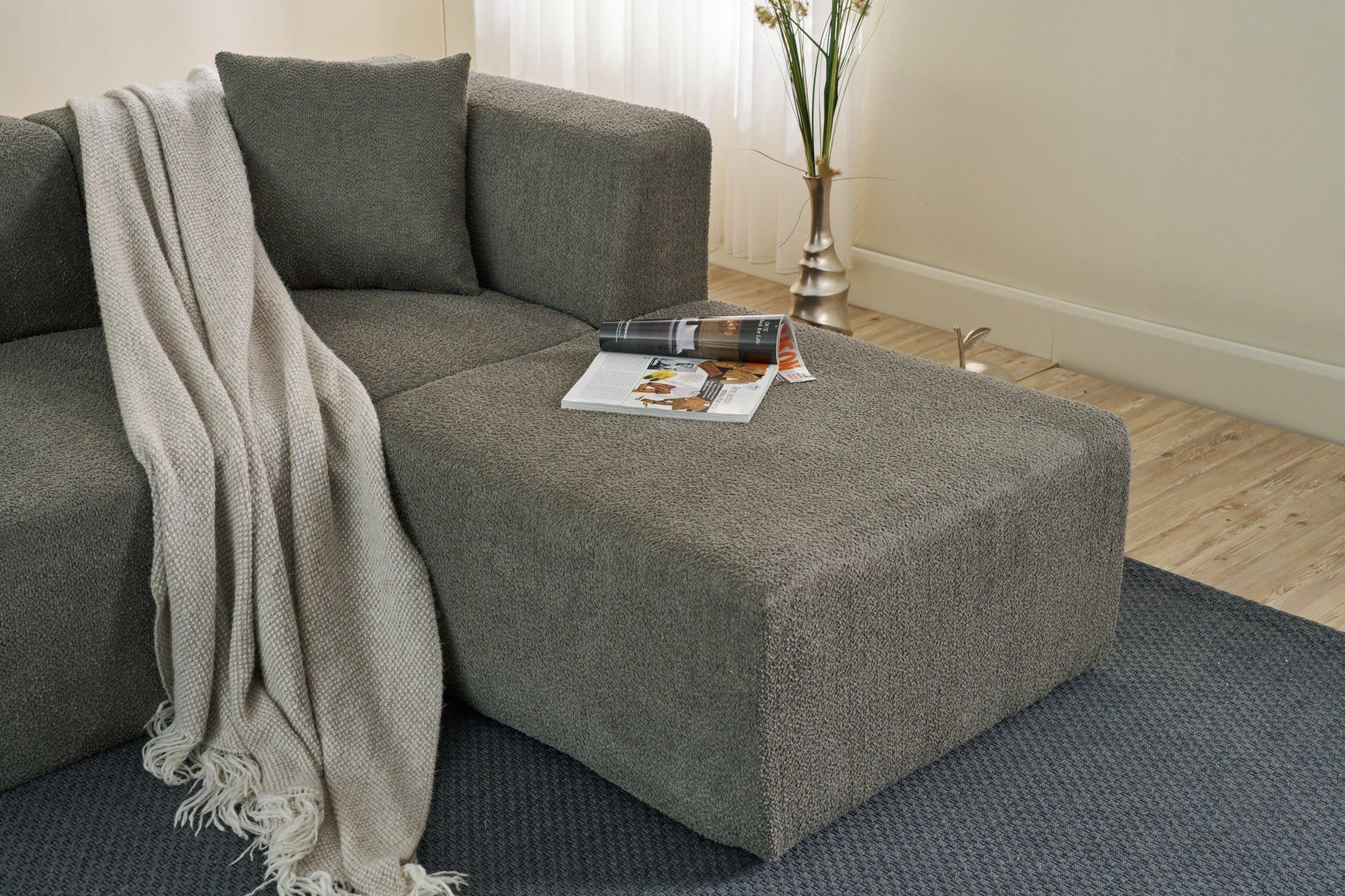 Sofá de Canto Raks – Cinzento – 245x70x85 cm | Tribo Home
