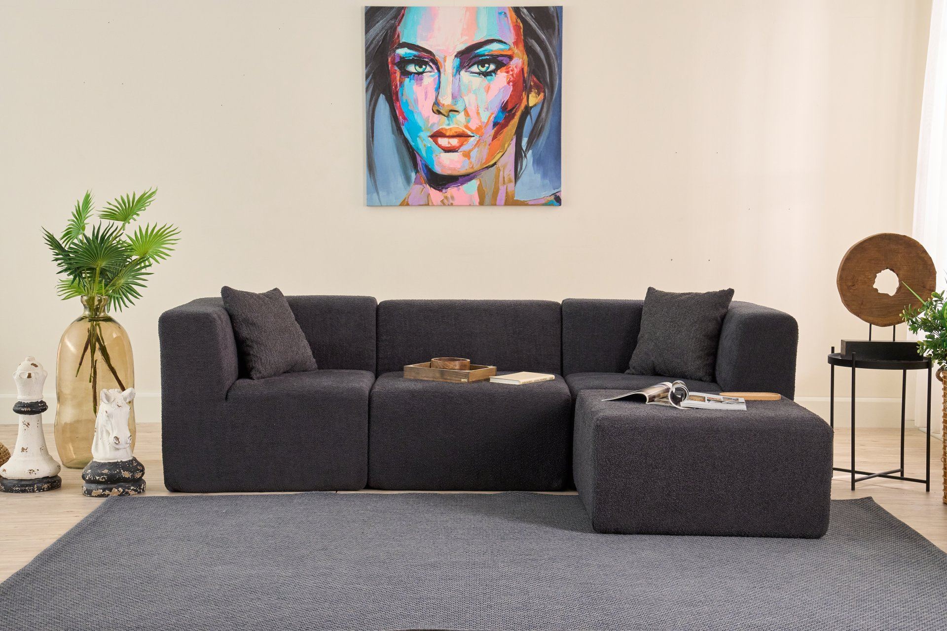 Sofá de Canto Raks – Antracite – 245x70x85 cm | Tribo Home