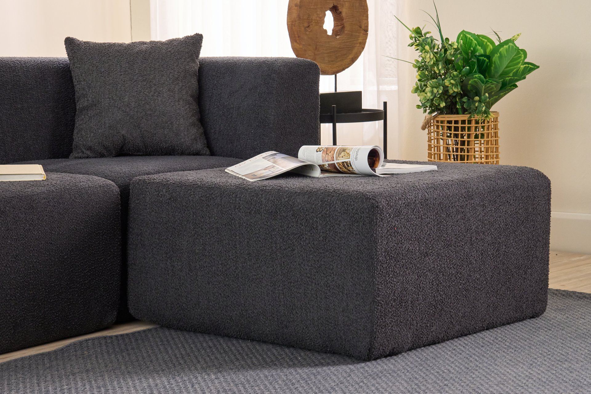 Sofá de Canto Raks – Antracite – 245x70x85 cm | Tribo Home