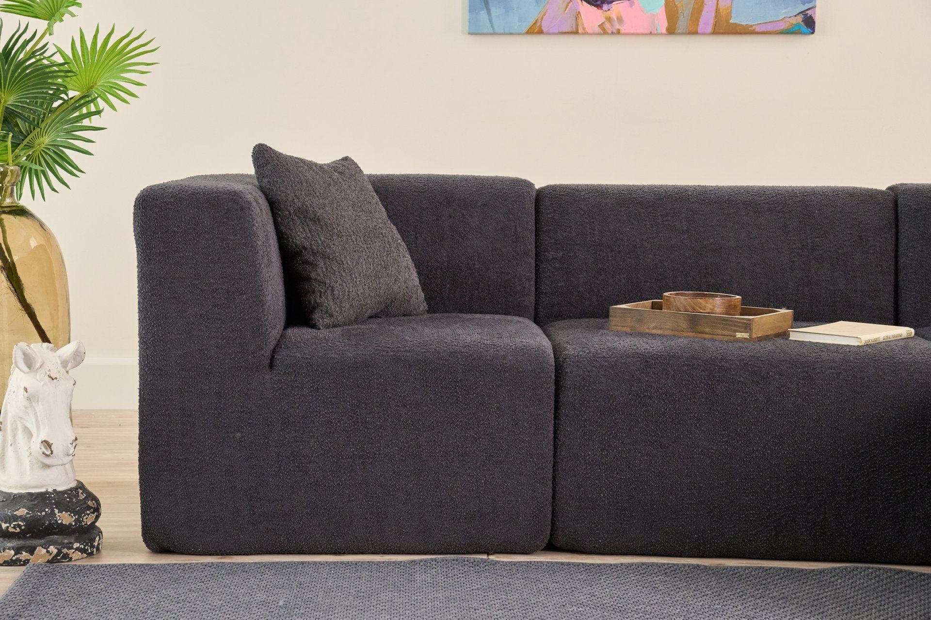 Sofá de Canto Raks – Antracite – 245x70x85 cm | Tribo Home