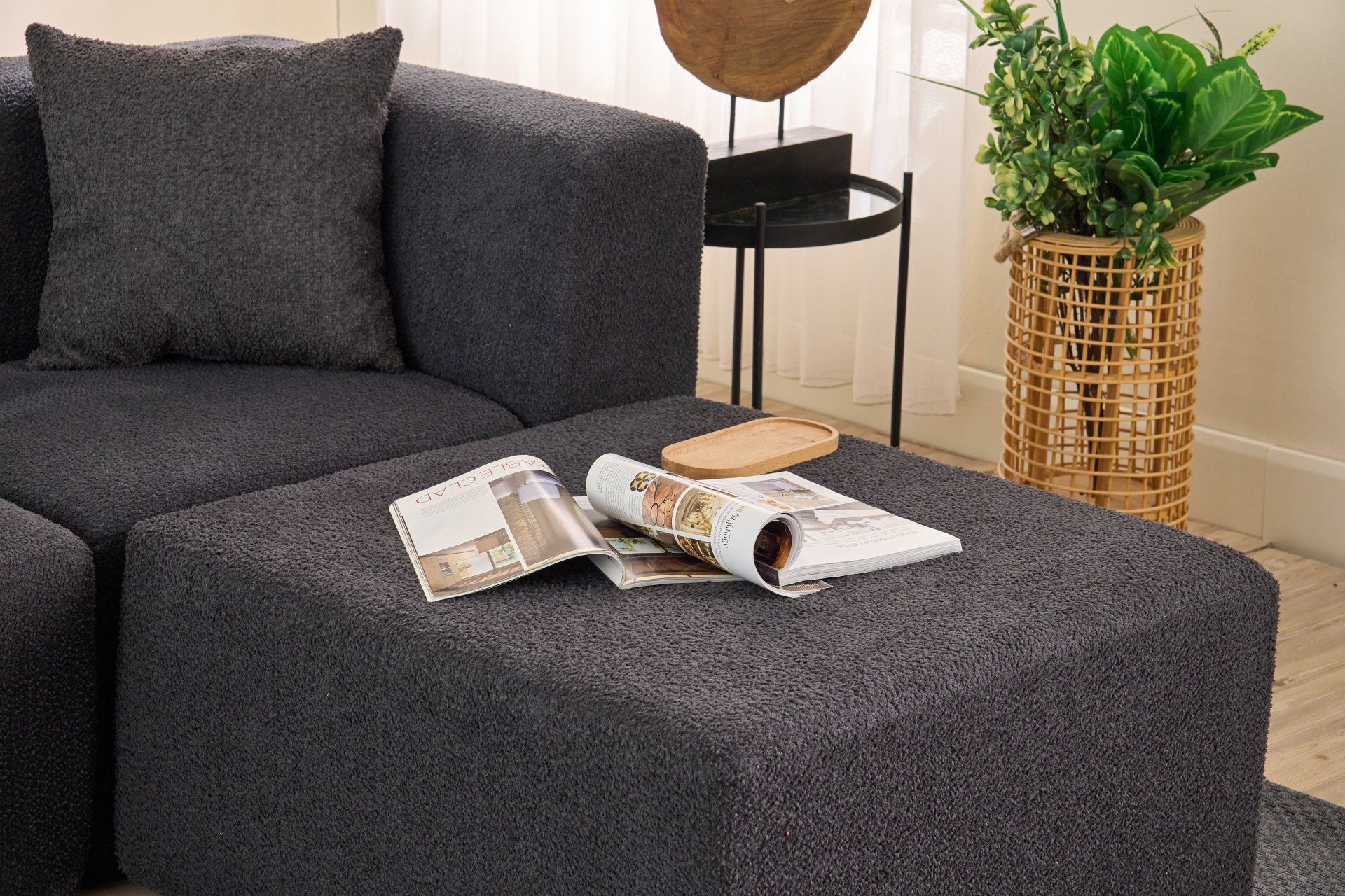 Sofá de Canto Raks – Antracite – 245x70x85 cm | Tribo Home