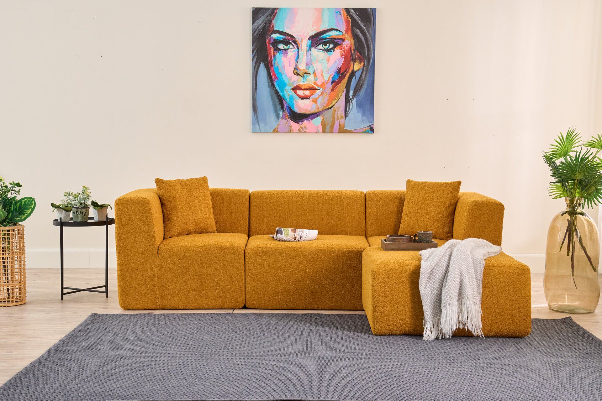 Sofá de Canto Raks – Laranja – 245x70x85 cm | Tribo Home