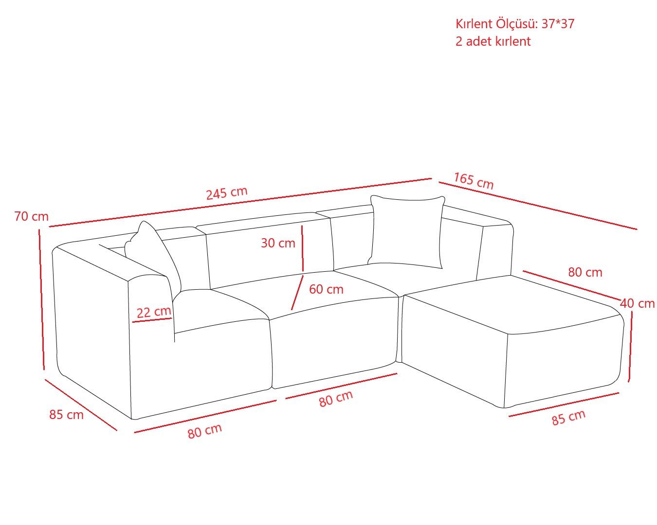Sofá de Canto Raks – Laranja – 245x70x85 cm | Tribo Home
