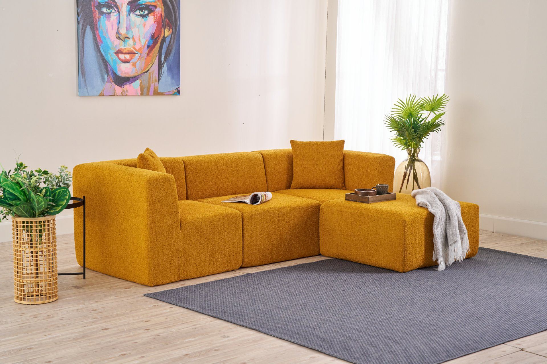 Sofá de Canto Raks – Laranja – 245x70x85 cm | Tribo Home