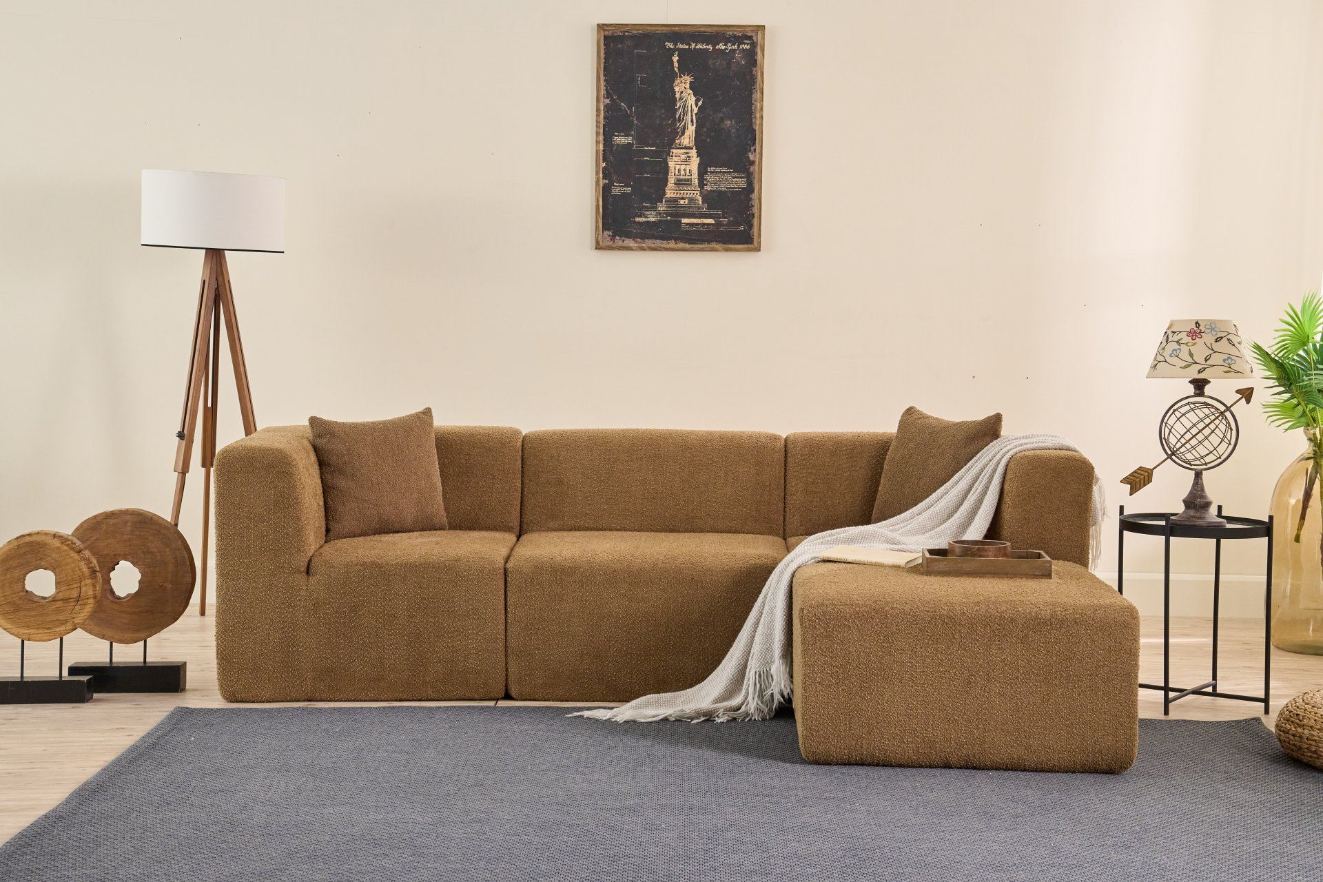Sofá de Canto Raks – Castanho – 245x70x85 cm | Tribo Home