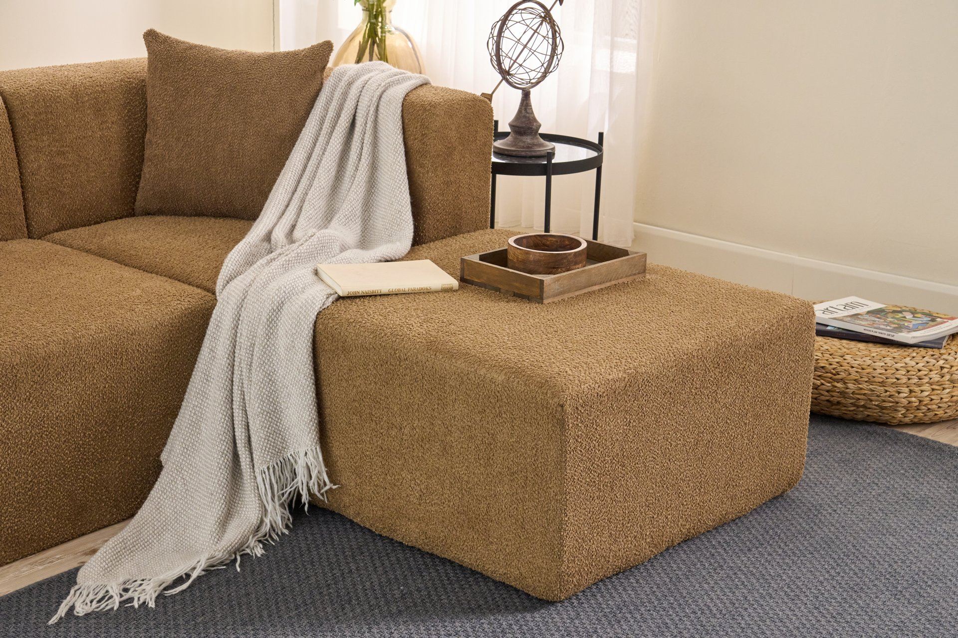 Sofá de Canto Raks – Castanho – 245x70x85 cm | Tribo Home