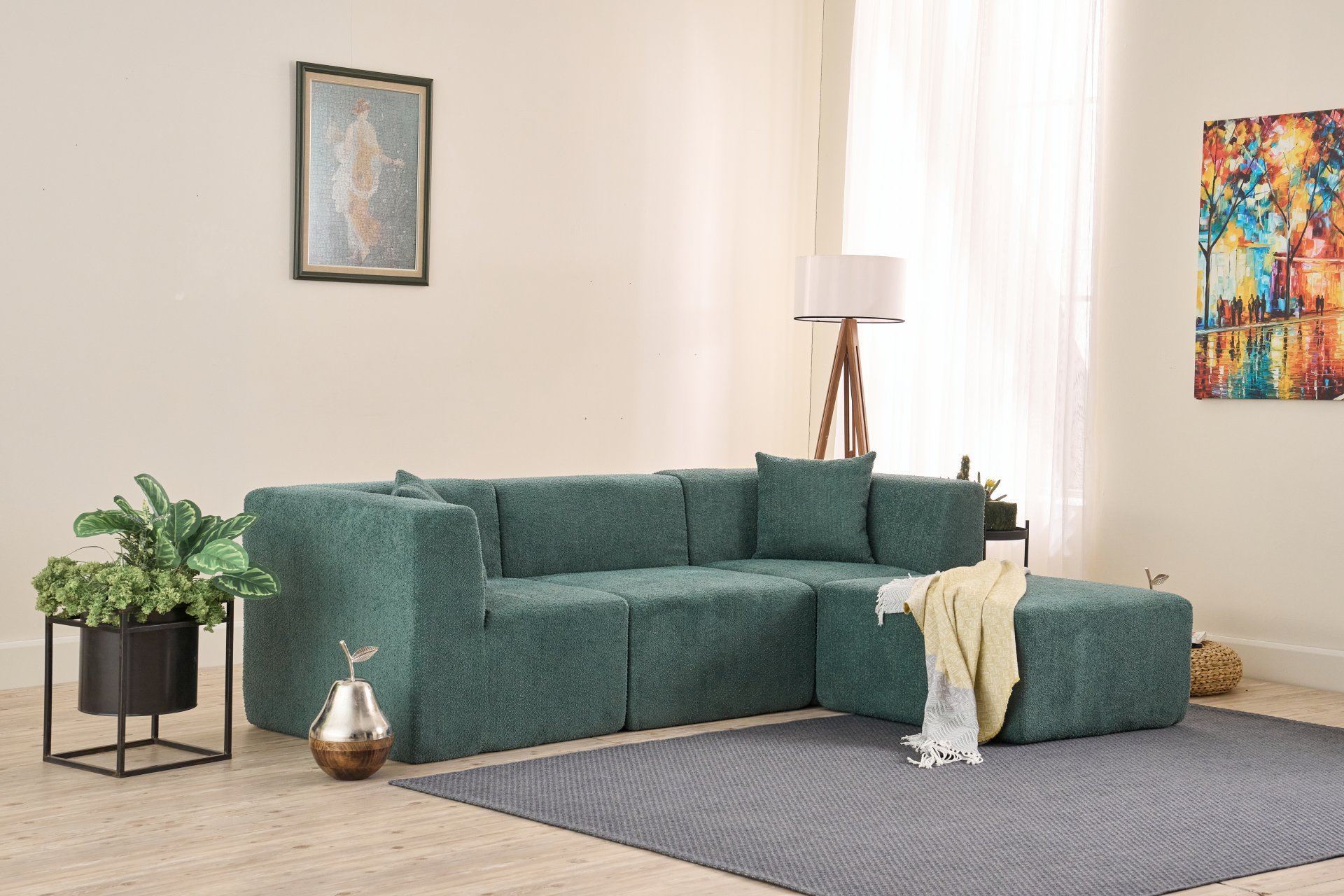 Sofá de Canto Raks – Verde – 245x70x85 cm | Tribo Home
