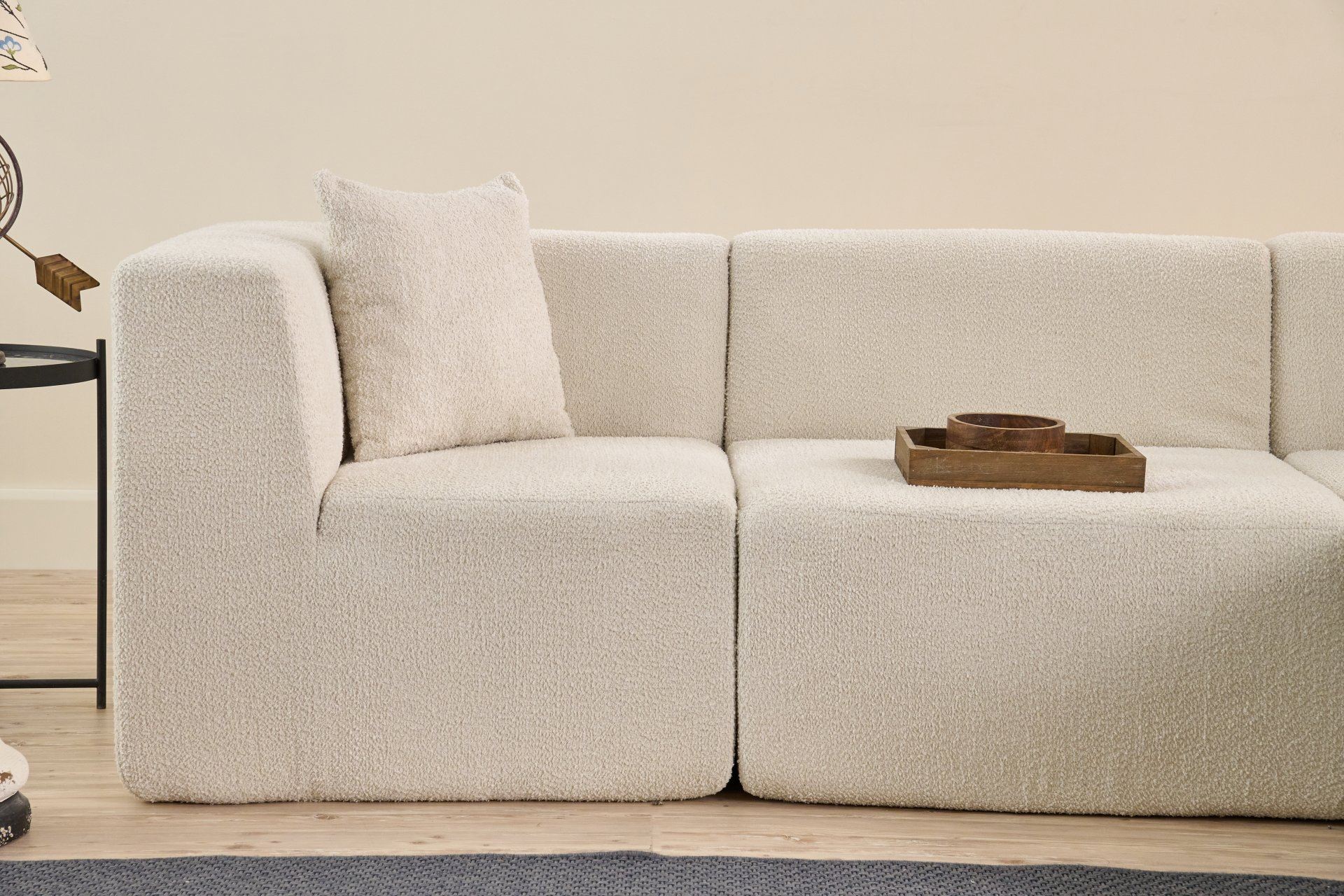 Sofá de Canto Raks – Creme – 245x70x85 cm | Tribo Home