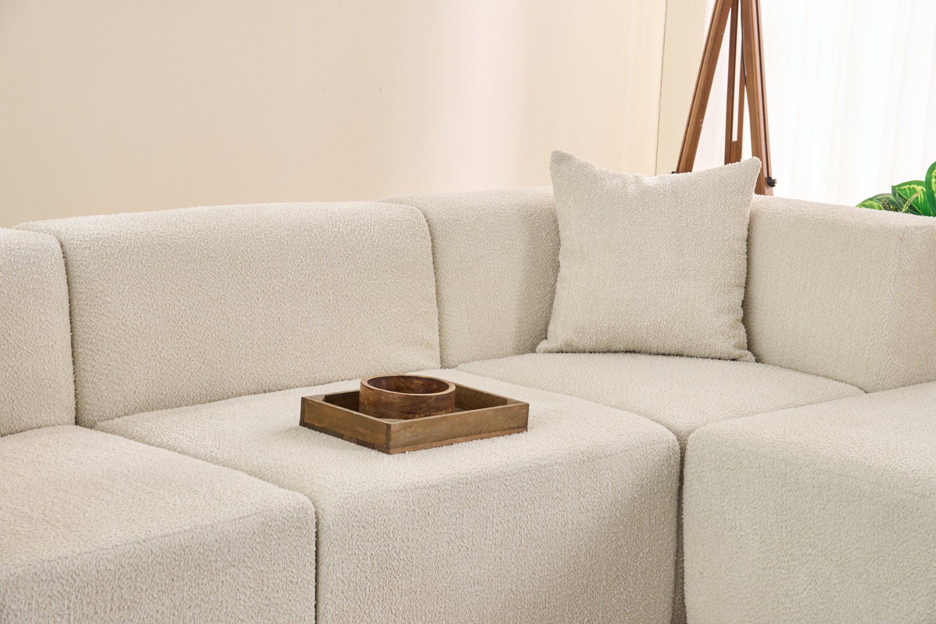 Sofá de Canto Raks – Creme – 245x70x85 cm | Tribo Home