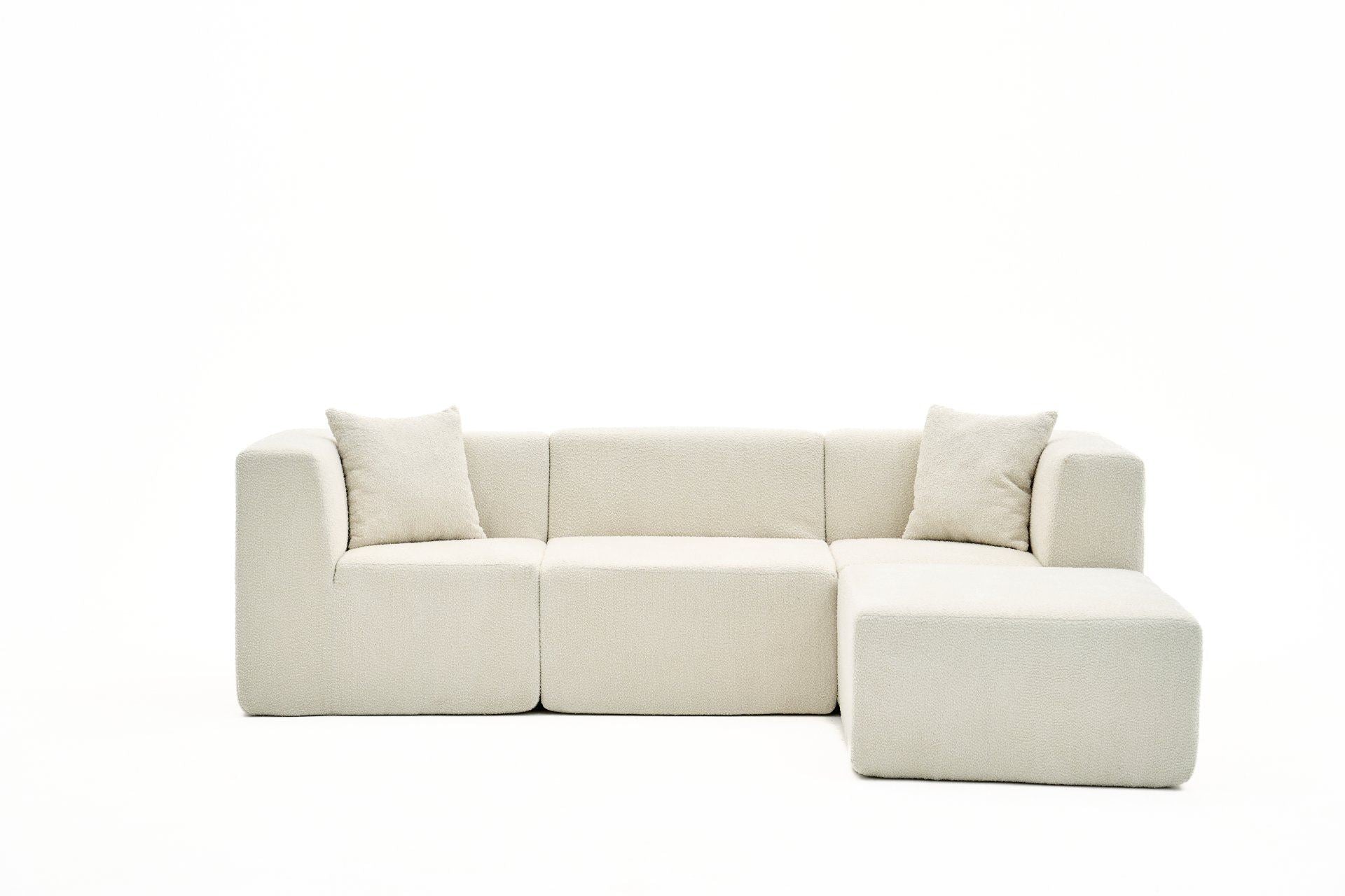 Sofá de Canto Raks – Creme – 245x70x85 cm | Tribo Home