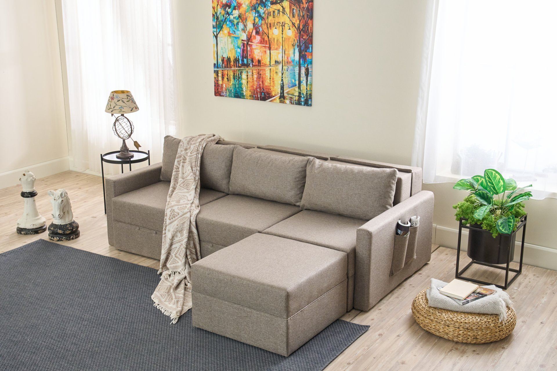 Sofá-cama de canto-Saros-Marrom