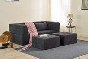 Sofá-cama confortável de 2 lugares, Chenille antracite, 200 x 185 cm | Espuma macia, sem necessidade de montagem, ecológico | Perfeito para espaços modernos