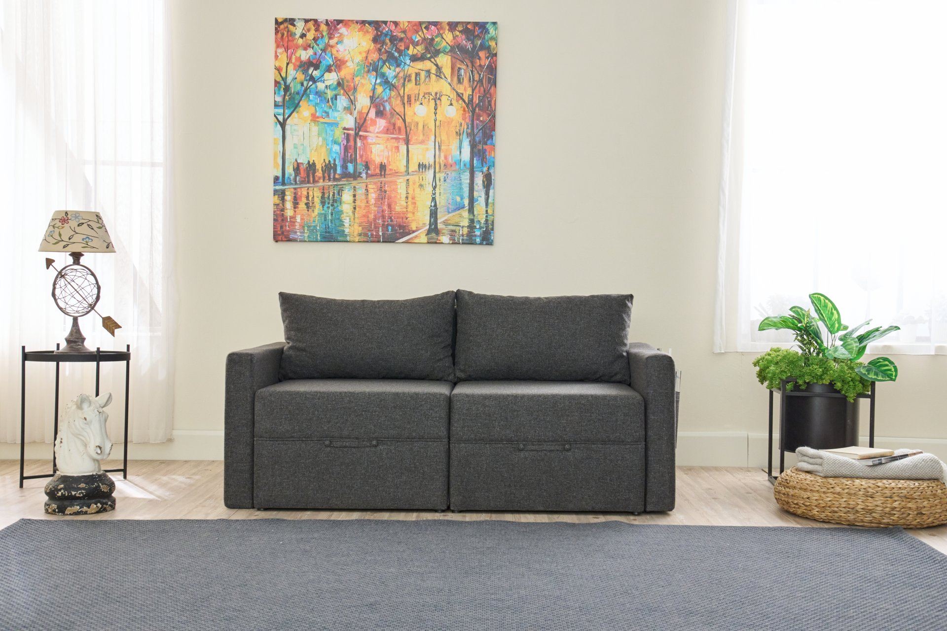 Sofá-cama de 2 lugares-Saros-Antracite