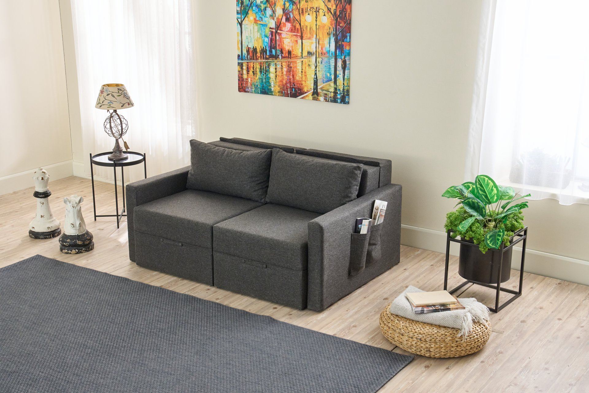 Sofá-cama de 2 lugares-Saros-Antracite