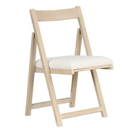 Conjunto de 2 Cadeiras Dobráveis de Madeira de Borracha Estofadas com Almofada - Cadeiras de Refeição Empilháveis e Acolchoadas para Cozinha e Escritório - Natural