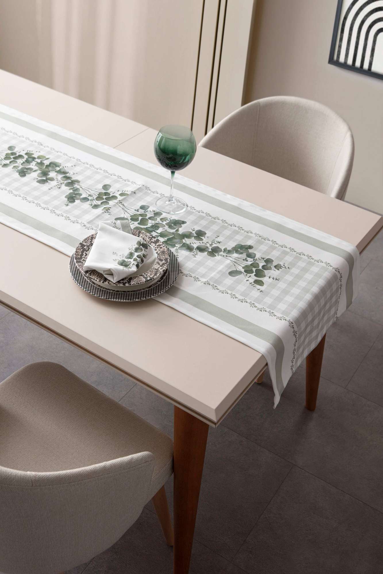 Caminho de Algodão – 50 x 150 cm – Verde e Branco