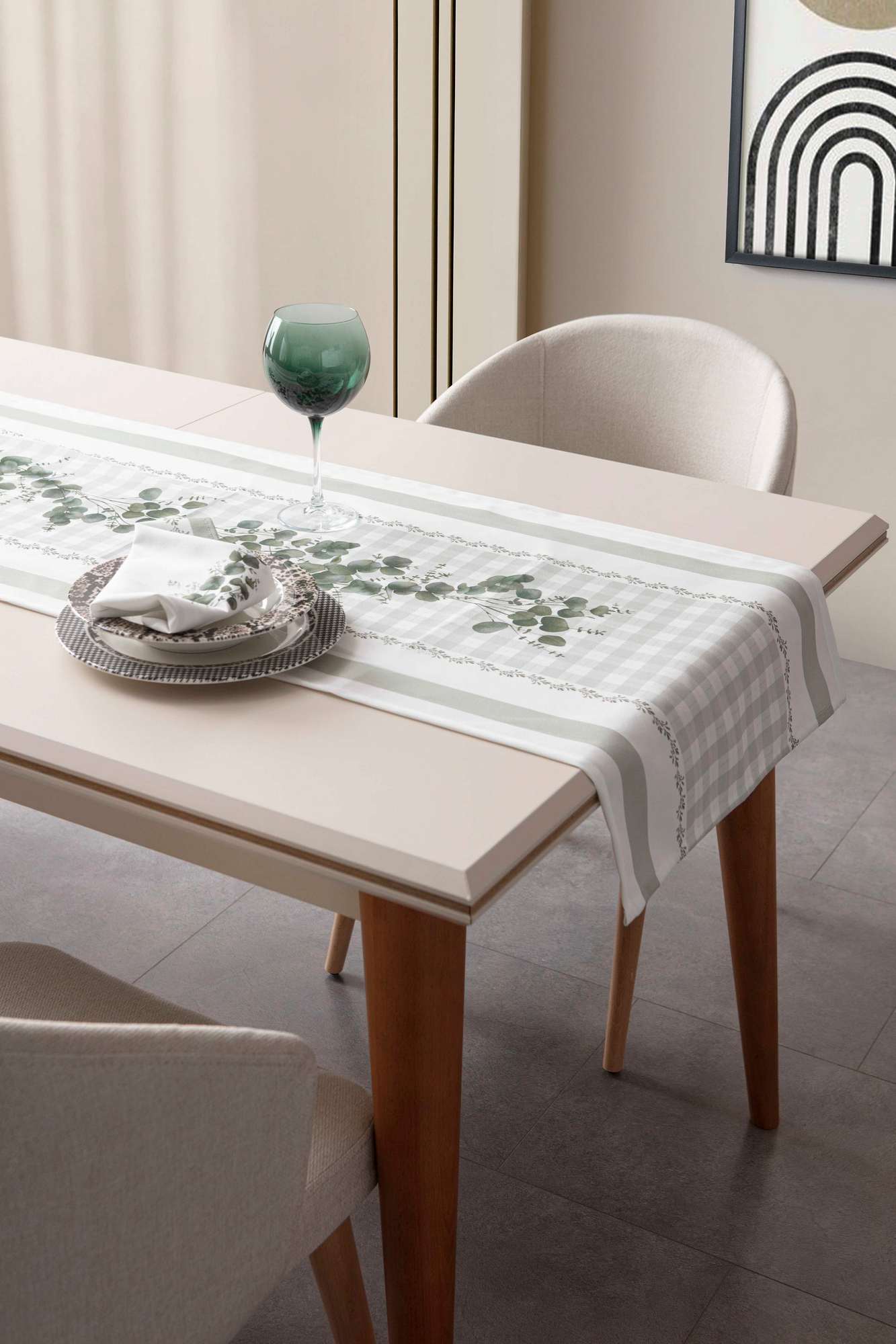Caminho de Algodão – 50 x 150 cm – Verde e Branco