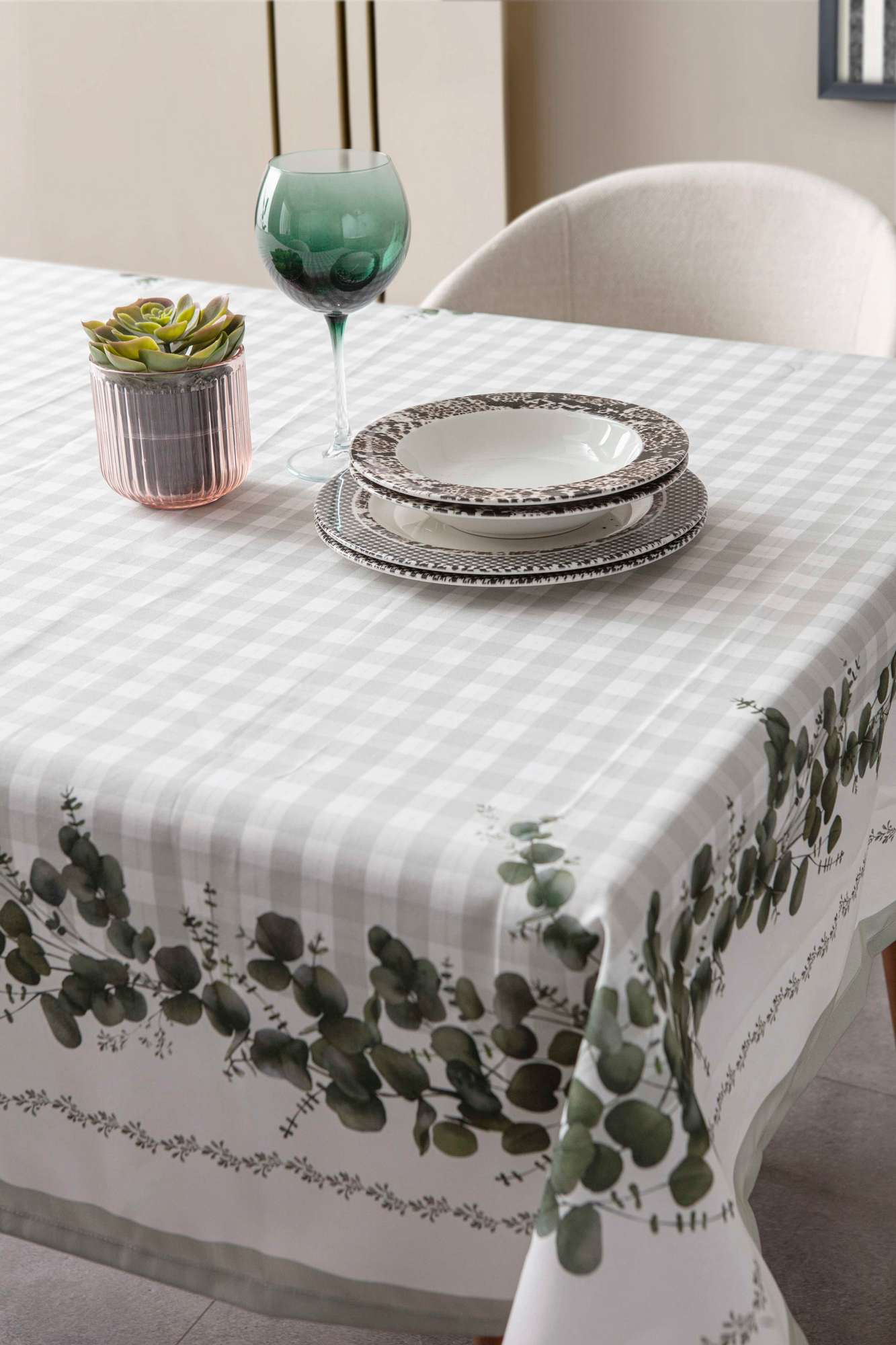 Toalha de mesa-Eucalyptus-Verde
Branco