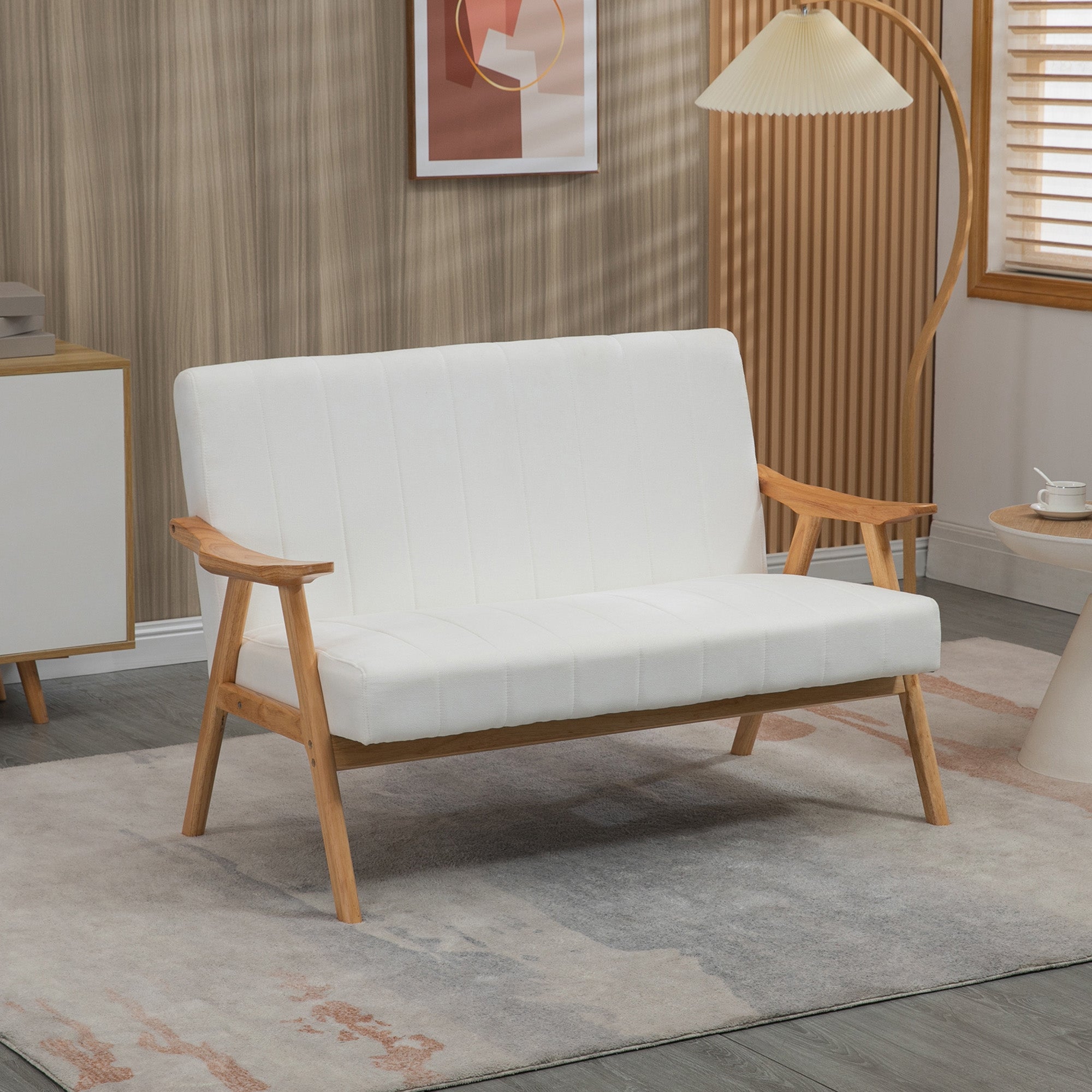 Sofá de 2 Lugares 126x74x82 cm - Cor Creme Branco