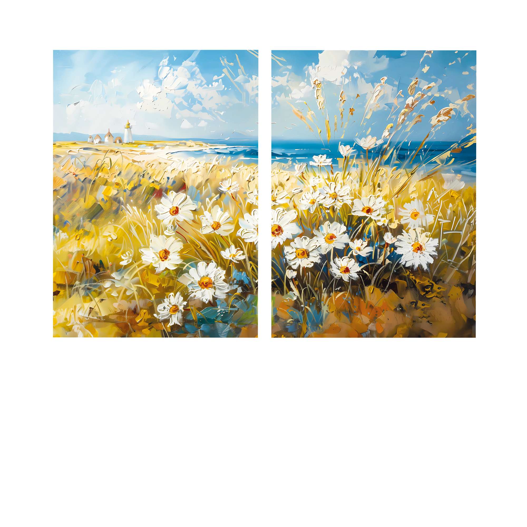 Conjunto de 2 Quadros Decorativos em Tela - Pintura Multicolor 80x120cm com Moldura em Pinho