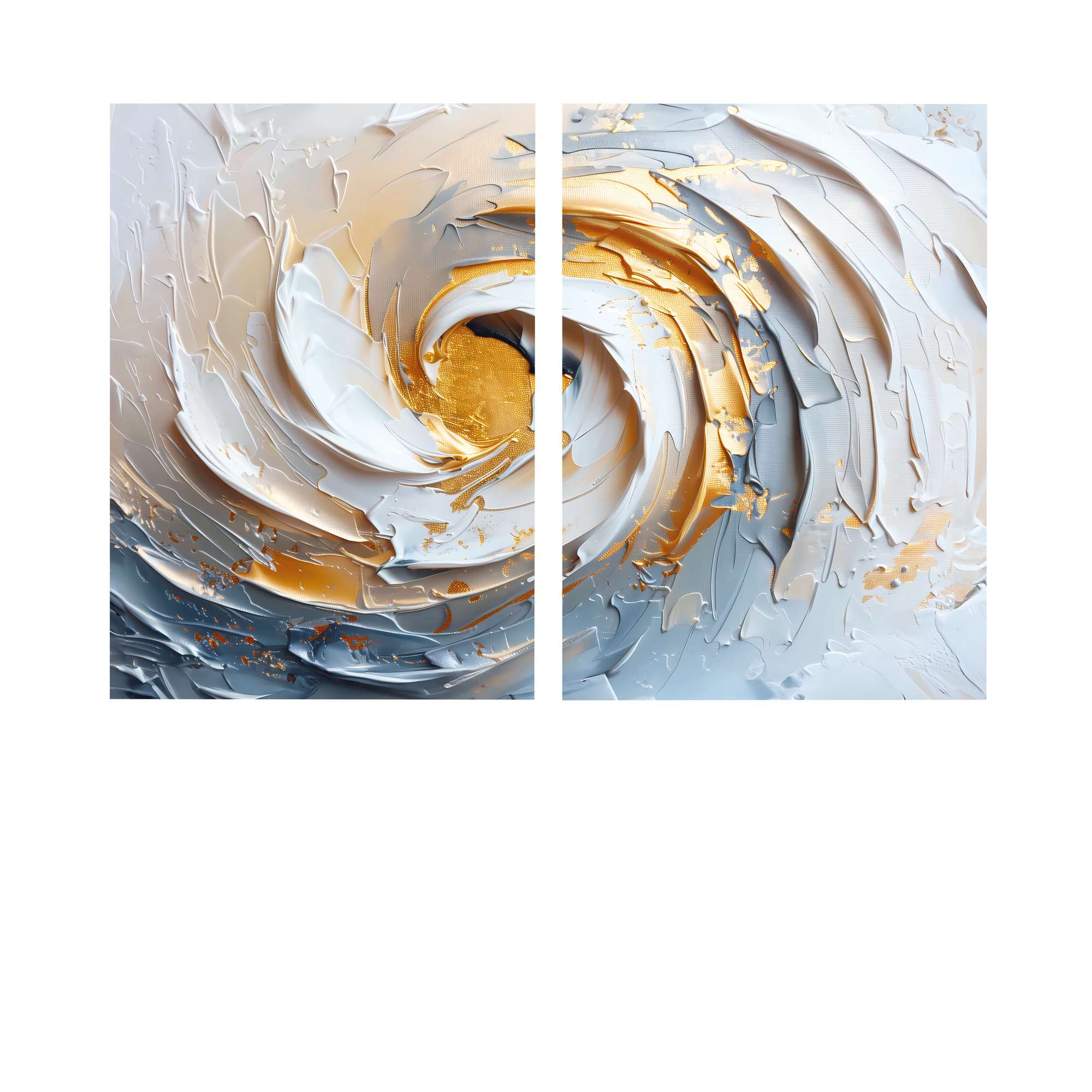 Conjunto de 2 Quadros Decorativos em Tela - Pintura Multicolor 80x120cm com Moldura em Pinho